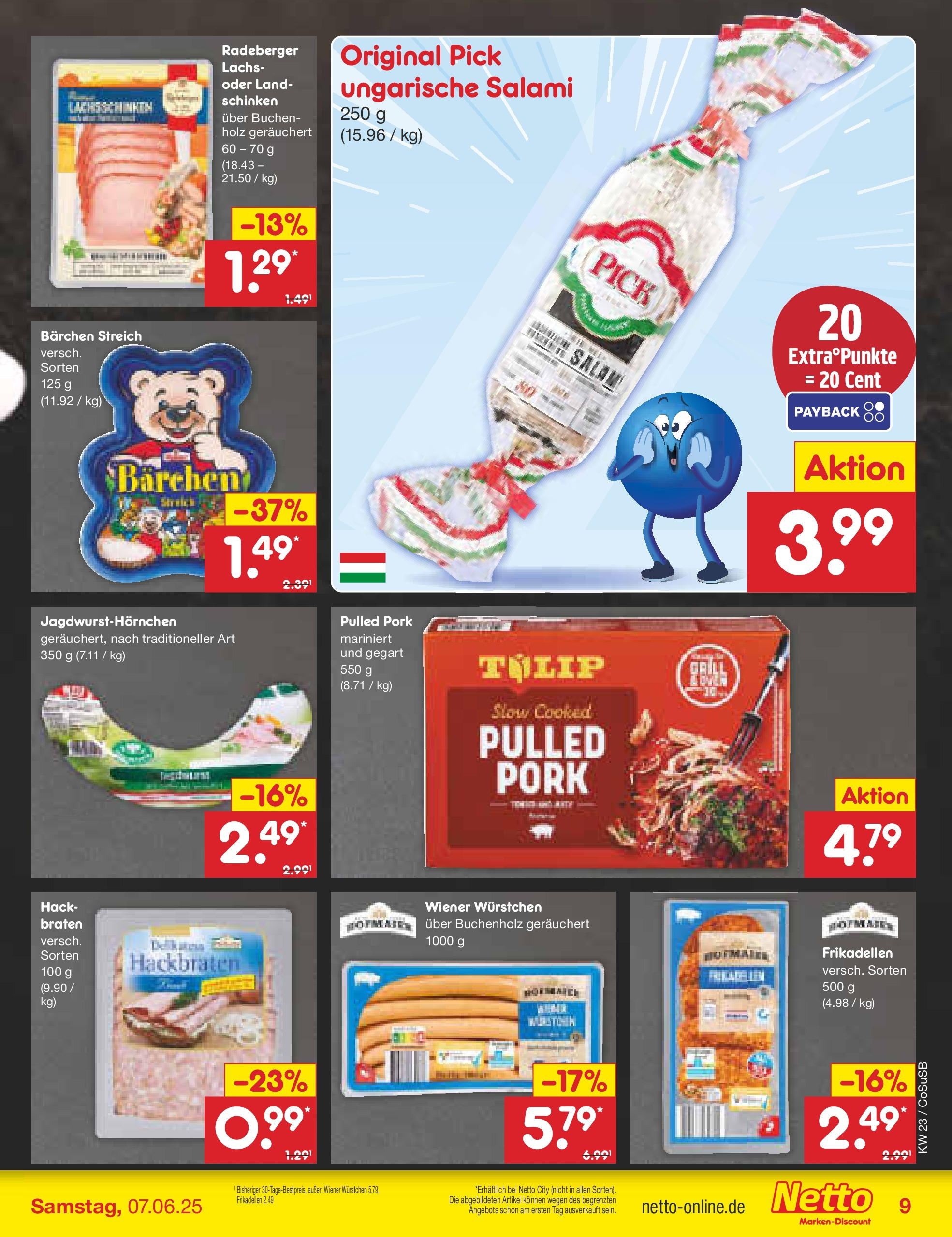 Netto Marken-Discount prospekt Bitterfeld-Wolfen (ab 01.06.2025) » Angebote | Seite: 11 | Produkte: Wiener wurstchen, Lachs, Salami, Schinken