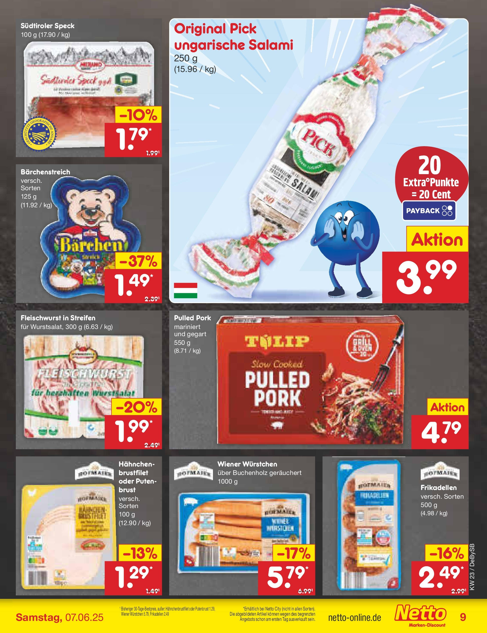 Netto Marken-Discount prospekt Thierhaupten	 (ab 01.06.2025) » Angebote | Seite: 11 | Produkte: Hahnchen, Wiener wurstchen, Salami