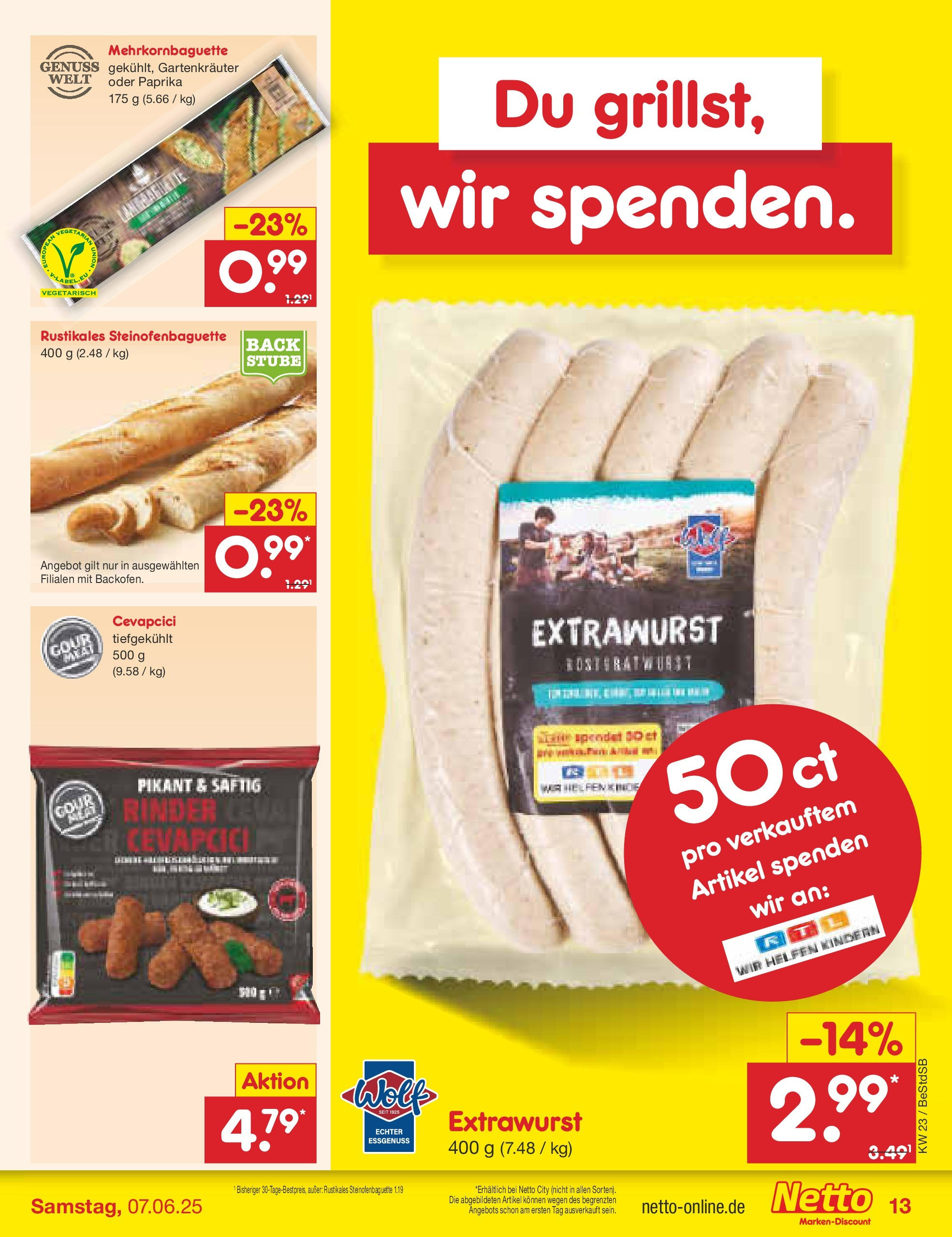 Netto Marken-Discount prospekt Berlin-Spandau (ab 01.06.2025) » Angebote | Seite: 15 | Produkte: Cevapcici, Baguette, Paprika