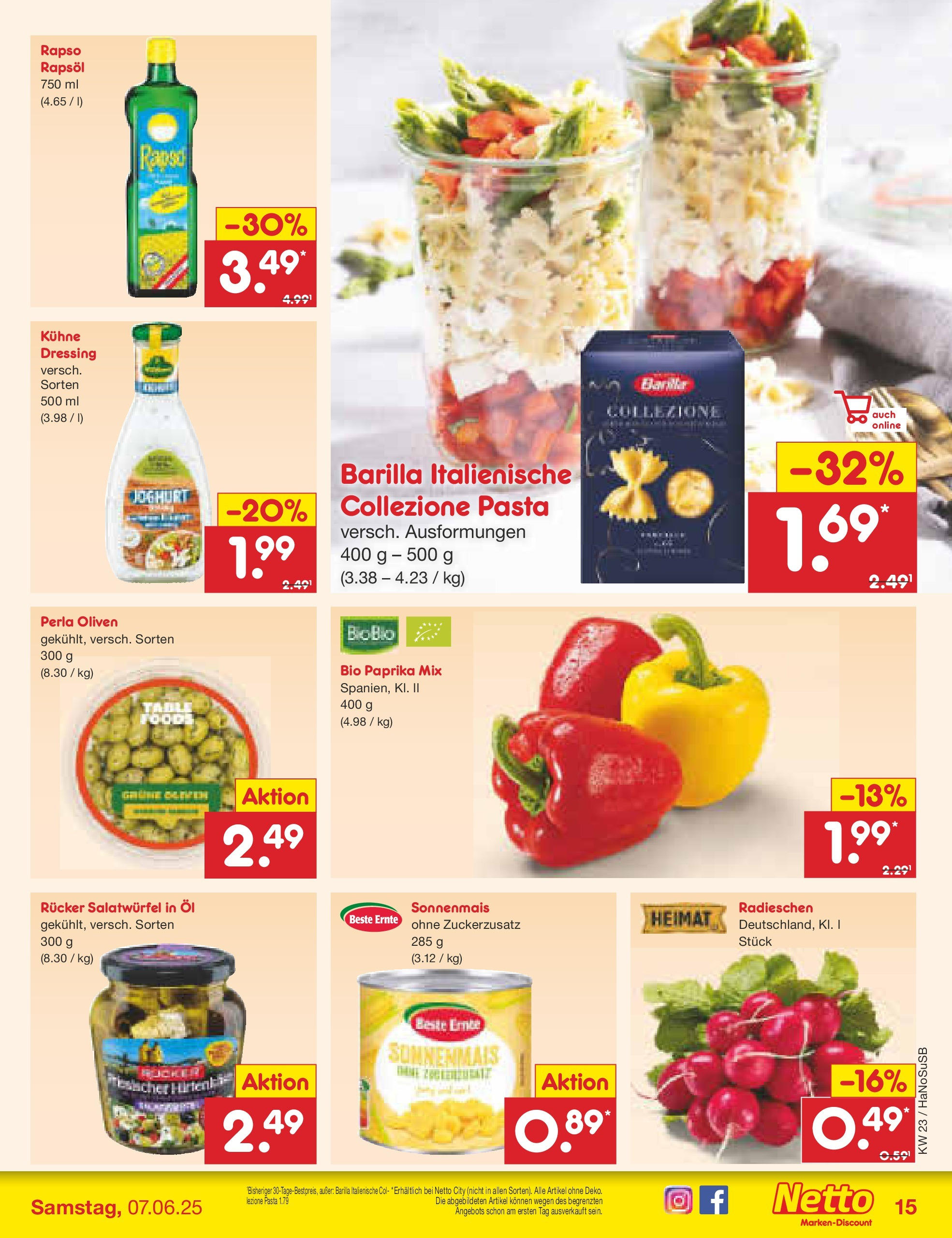 Netto Marken-Discount prospekt Schwerte-Geisecke (ab 01.06.2025) » Angebote | Seite: 19 | Produkte: Barilla, Öl, Paprika, Rapso rapsol