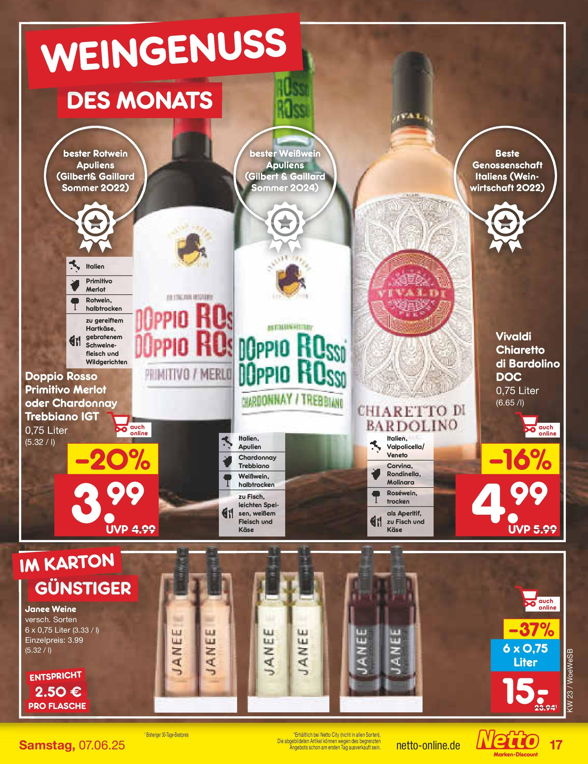 Netto Marken-Discount prospekt Katzweiler (ab 01.06.2025) » Angebote | Seite: 21 | Produkte: Weißwein, Rotwein, Merlot, Wein