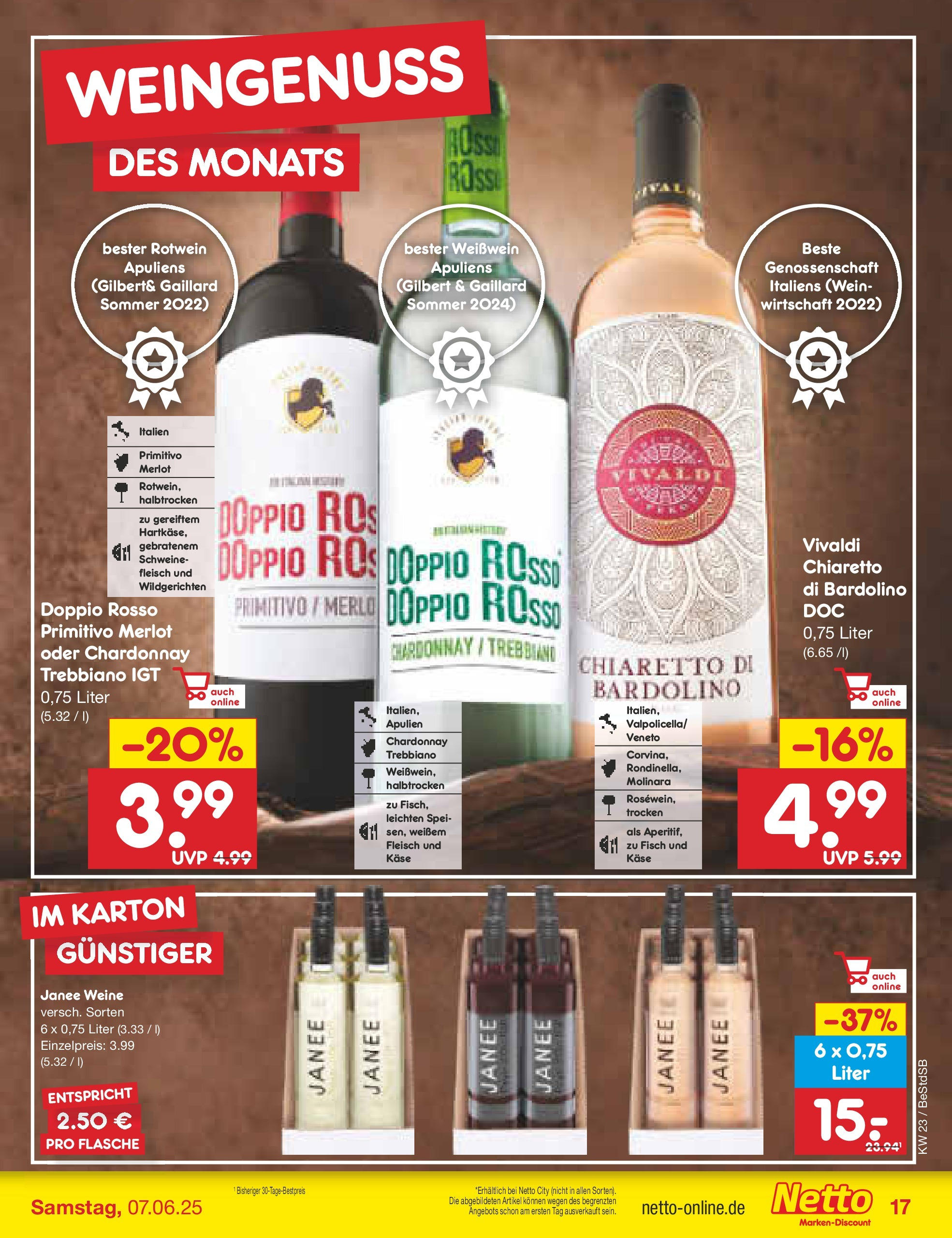Netto Marken-Discount prospekt Berlin-Spandau (ab 01.06.2025) » Angebote | Seite: 21 | Produkte: Käse, Rotwein, Fisch, Fleisch