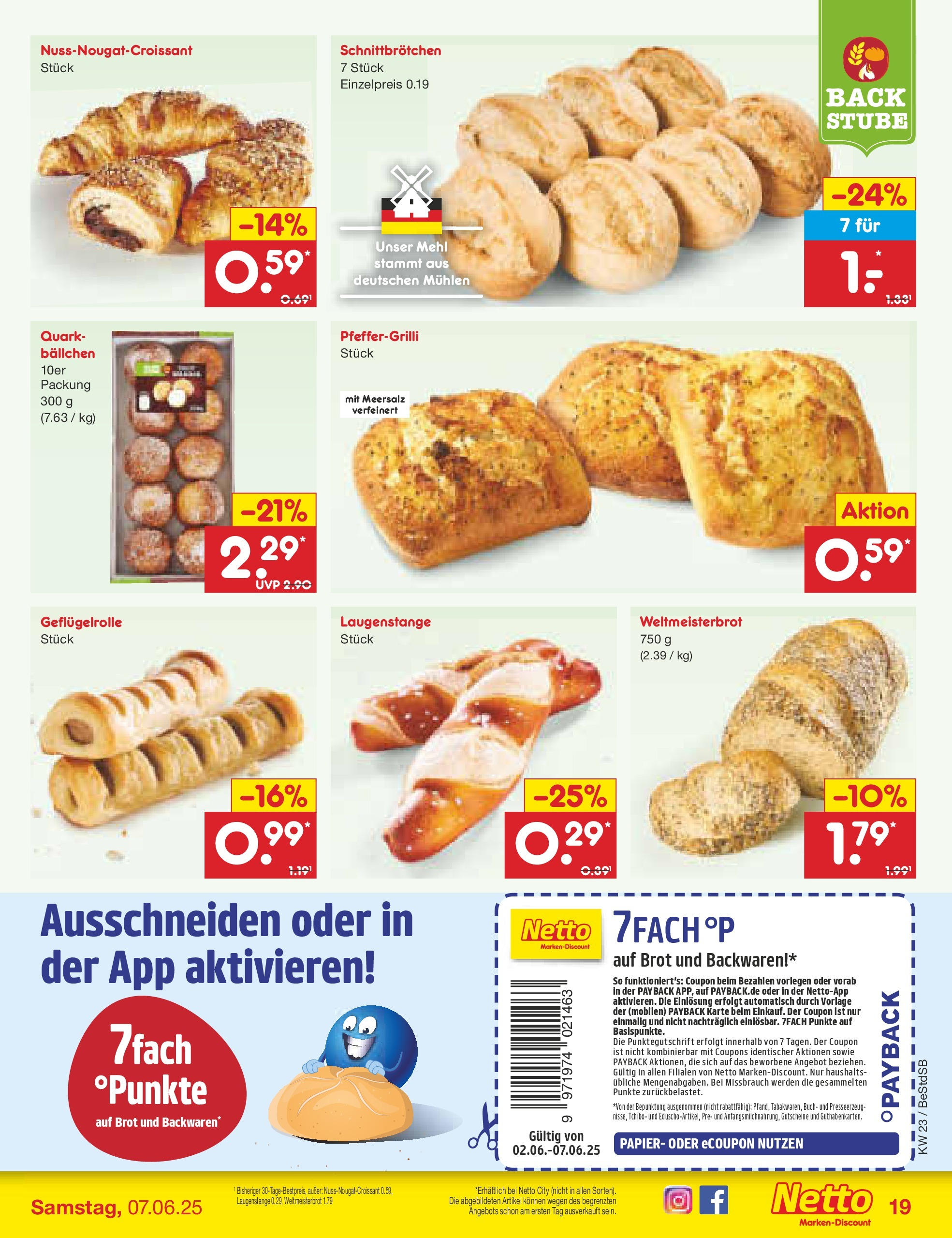 Netto Marken-Discount prospekt Berlin-Spandau (ab 01.06.2025) » Angebote | Seite: 29 | Produkte: Mehl, Quark, Croissant, Brot