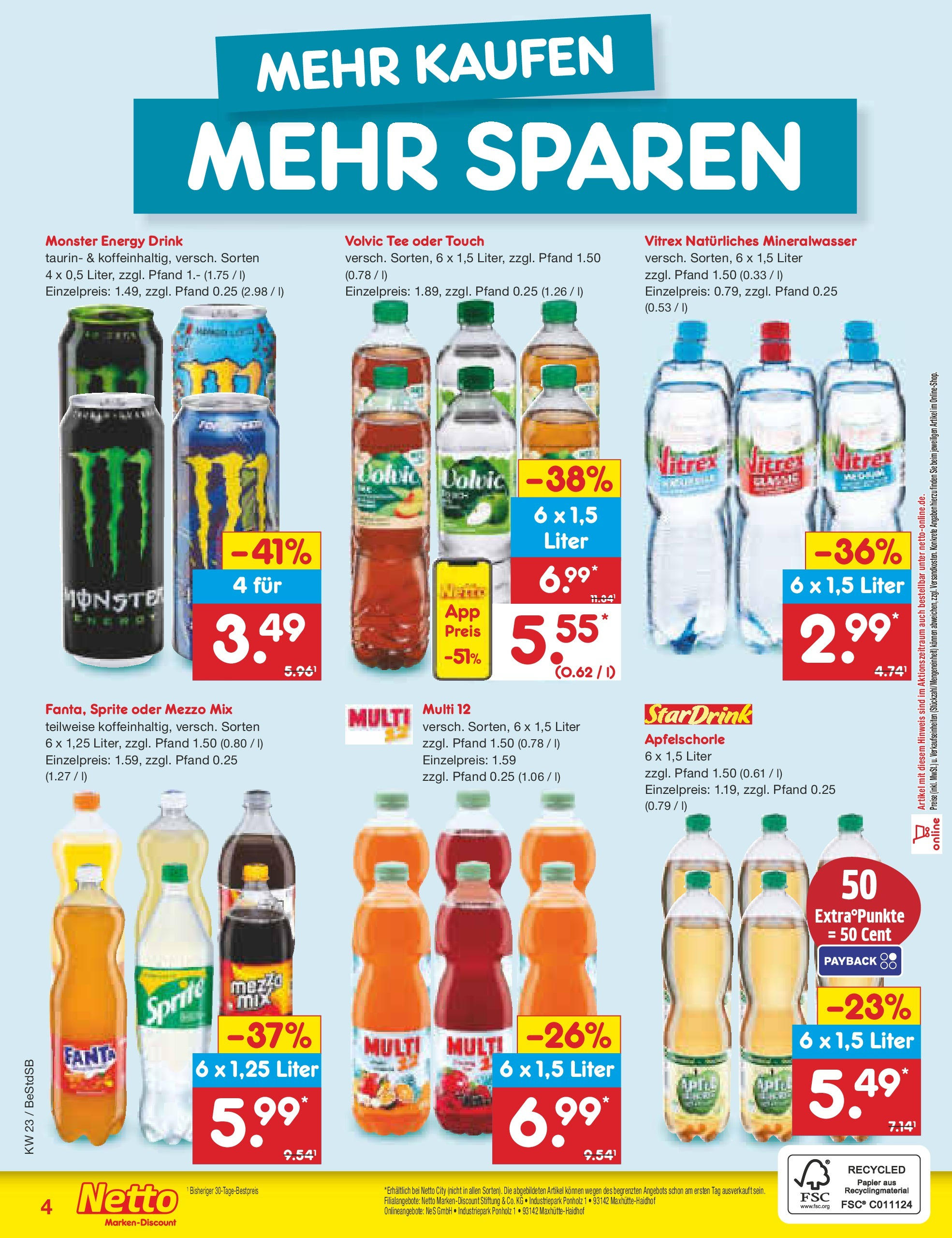Netto Marken-Discount prospekt Berlin-Spandau (ab 01.06.2025) » Angebote | Seite: 37 | Produkte: Sprite, Mineralwasser, Monster, Volvic