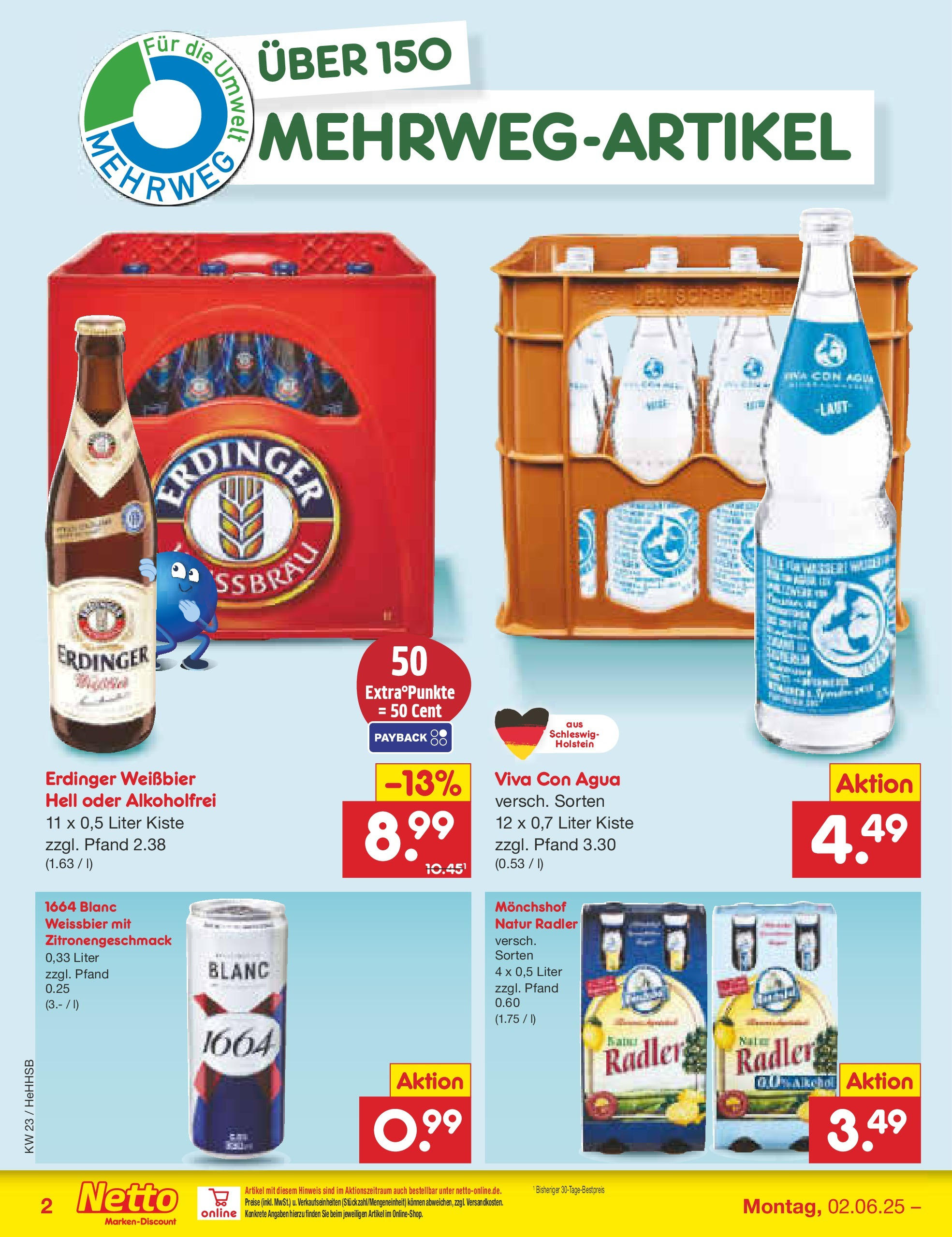 Netto Marken-Discount prospekt Hamburg (ab 01.06.2025) » Angebote | Seite: 38 | Produkte: Monchshof, Erdinger, Weißbier, Radler