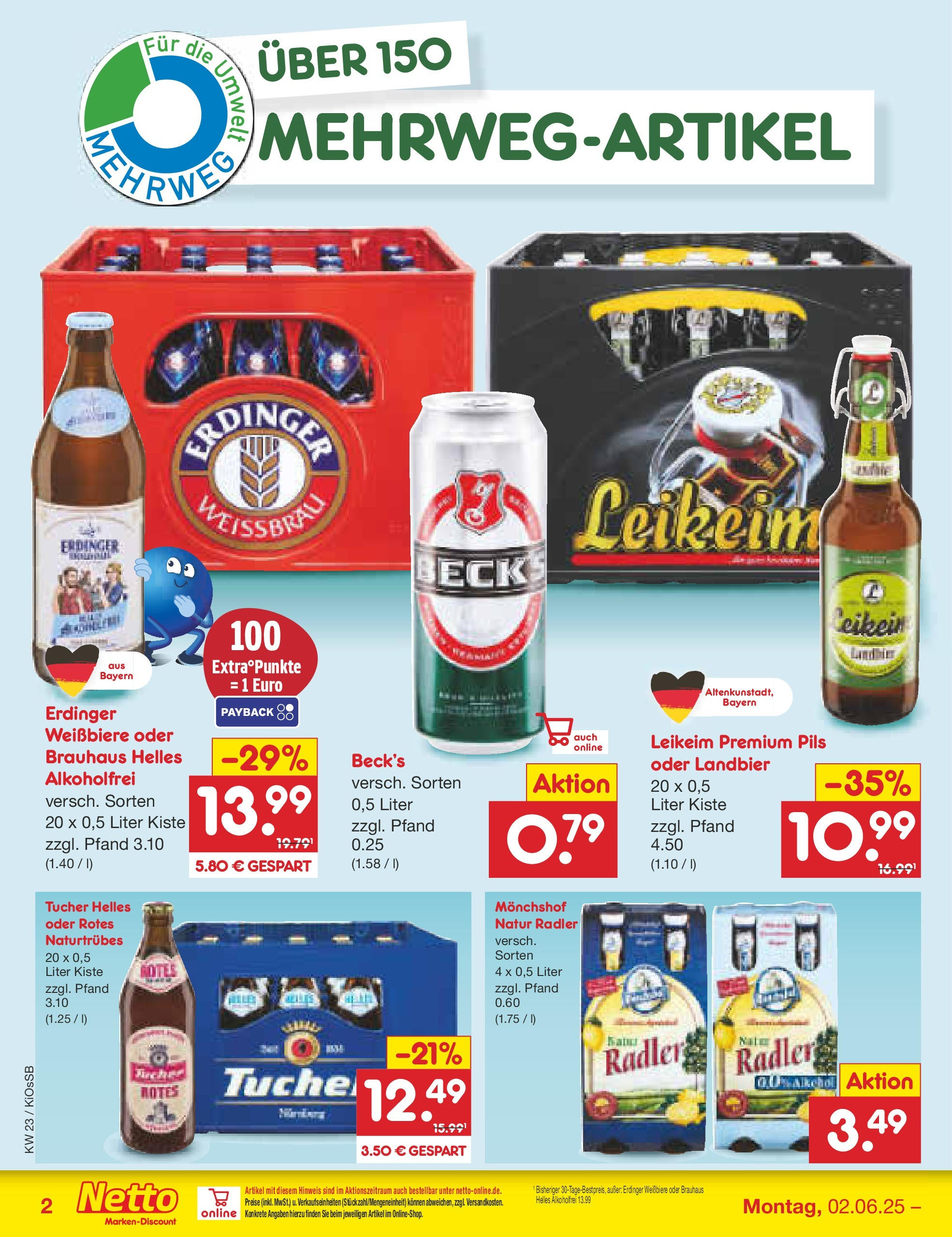 Netto Marken-Discount prospekt Oberhaid (ab 01.06.2025) » Angebote | Seite: 38 | Produkte: Monchshof, Erdinger, Pils, Radler