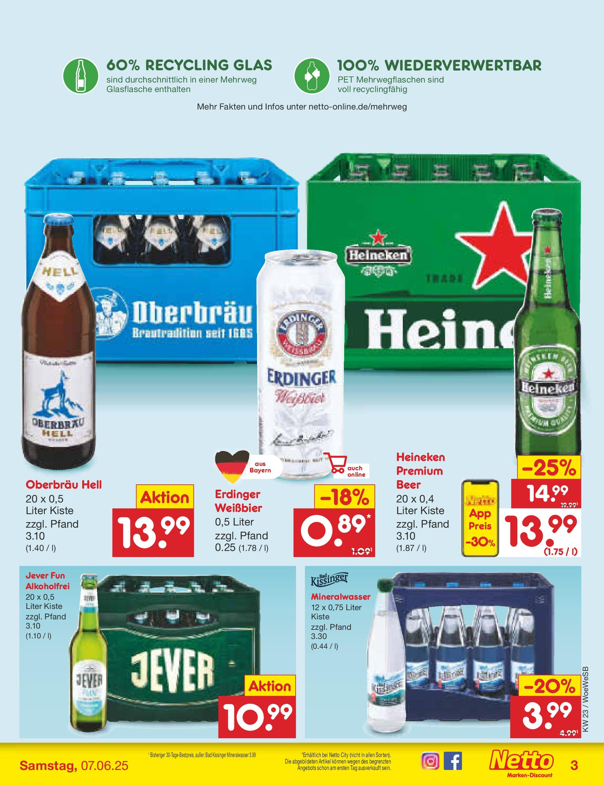 Netto Marken-Discount prospekt Katzweiler (ab 01.06.2025) » Angebote | Seite: 39 | Produkte: Erdinger, Mineralwasser, Heineken, Jever