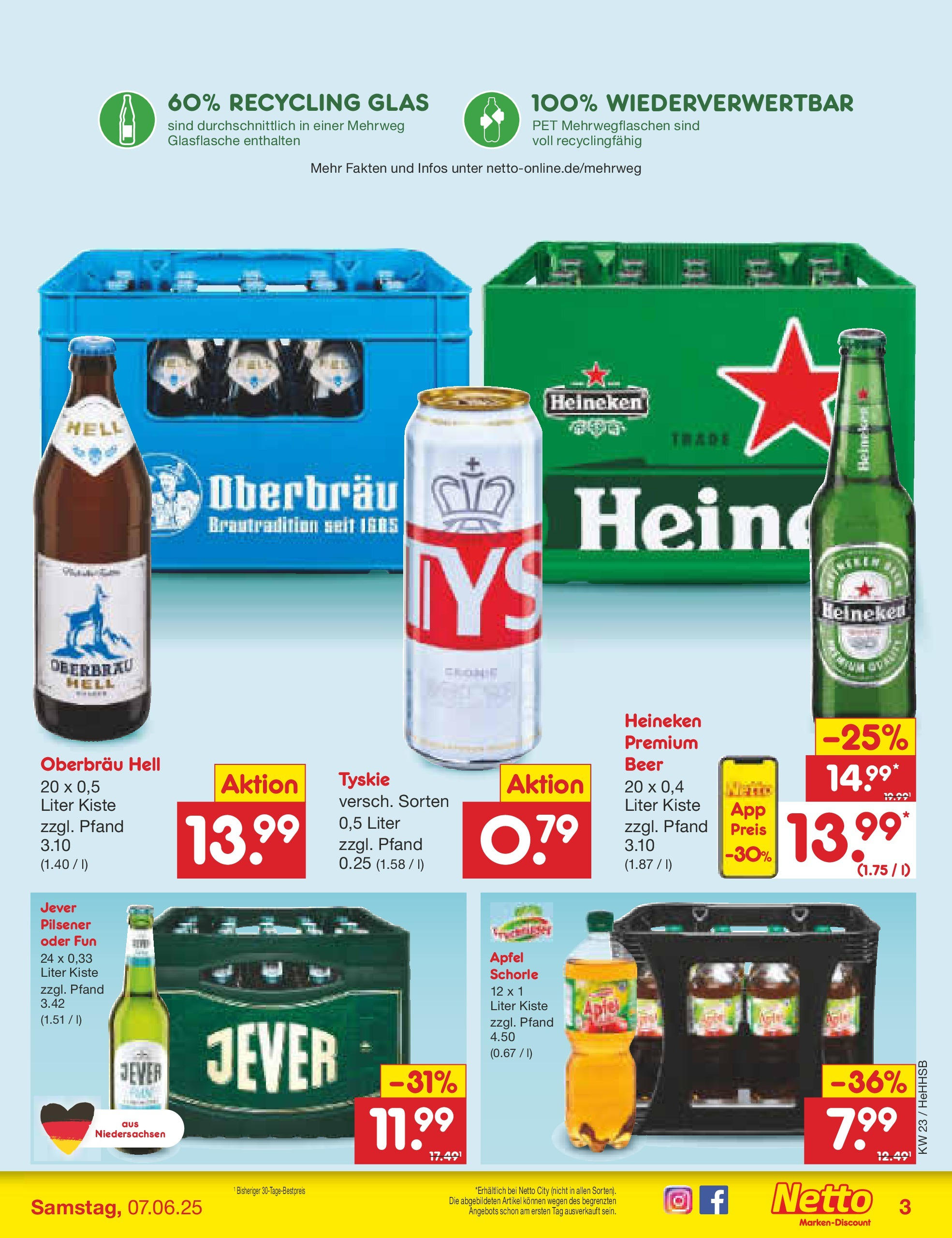 Netto Marken-Discount prospekt Hamburg (ab 01.06.2025) » Angebote | Seite: 39 | Produkte: Tyskie, Äpfel, Heineken, Jever