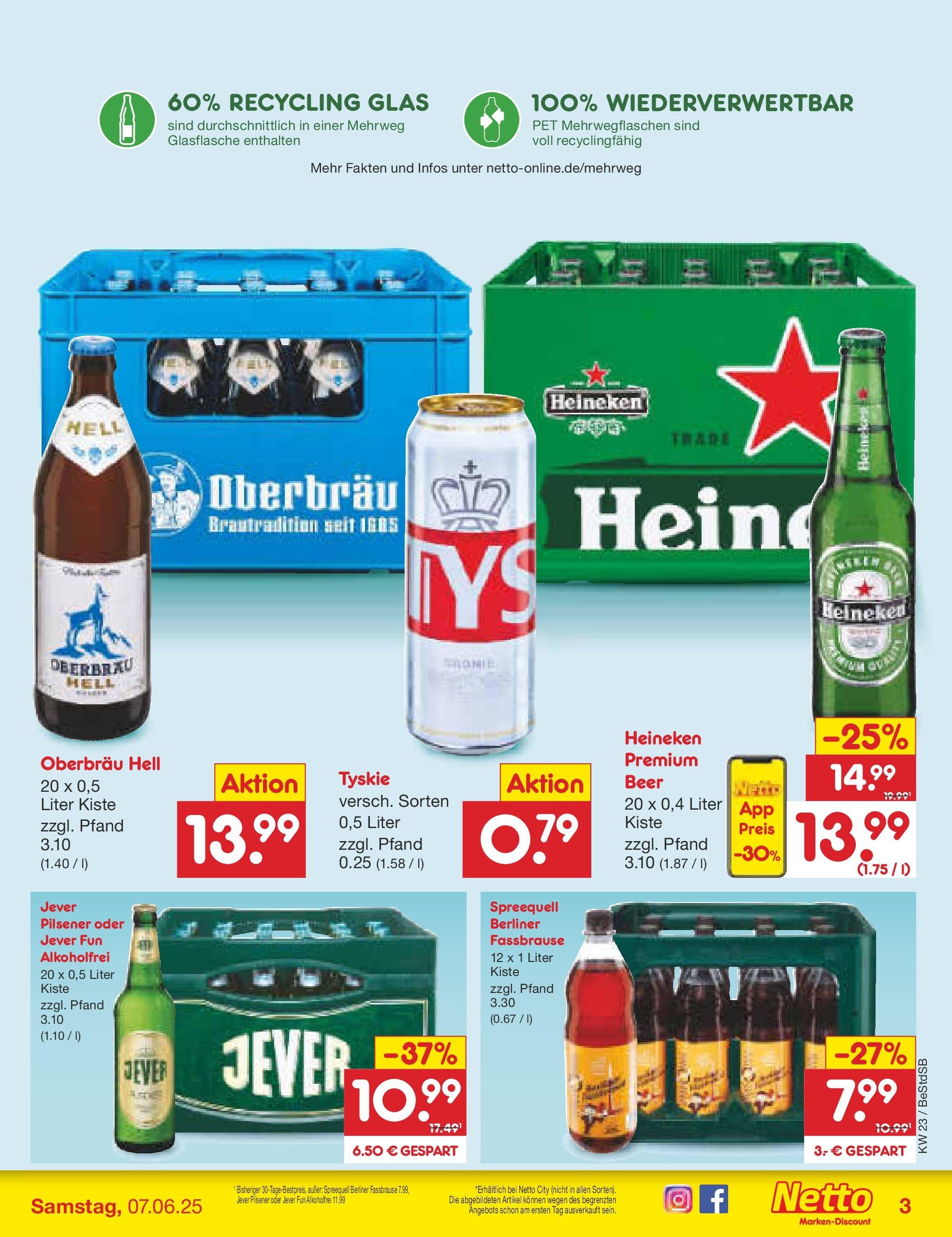 Netto Marken-Discount prospekt Berlin-Spandau (ab 01.06.2025) » Angebote | Seite: 39 | Produkte: Berliner, Heineken, Jever, Fassbrause