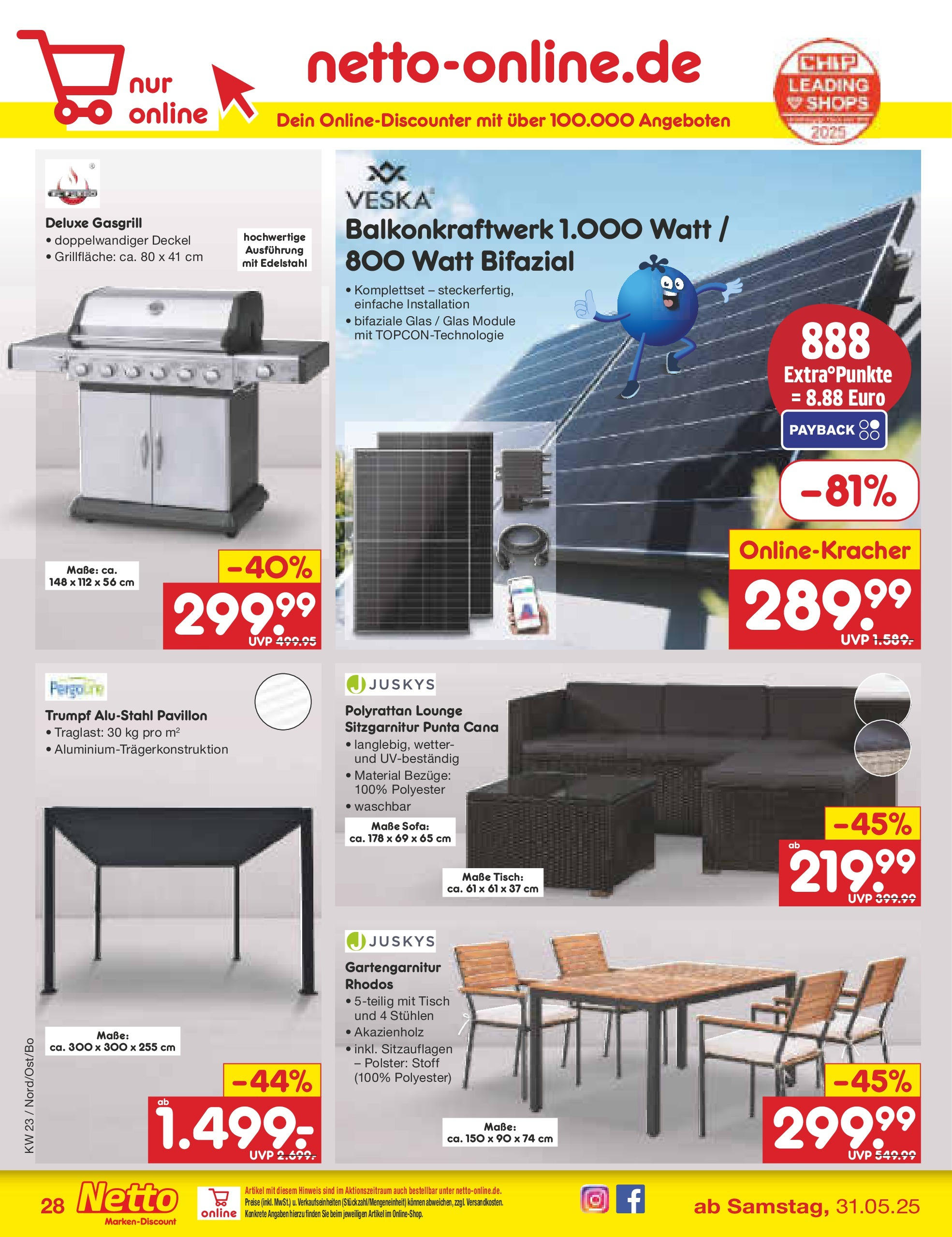 Netto Marken-Discount prospekt Berlin-Spandau (ab 01.06.2025) » Angebote | Seite: 48 | Produkte: Grill, Sitzgarnitur, Sofa, Tisch
