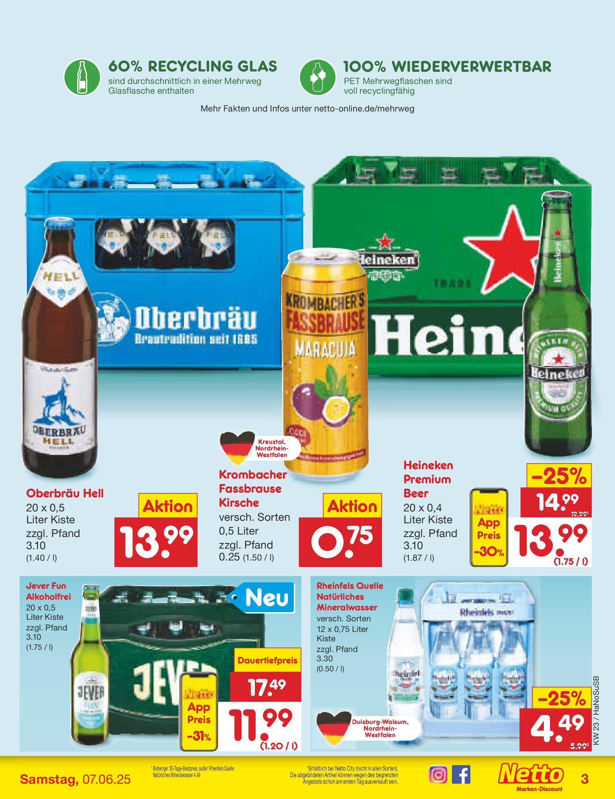Netto Marken-Discount prospekt Schwerte-Geisecke (ab 01.06.2025) » Angebote | Seite: 39 | Produkte: Heineken, Jever, Fassbrause, Rheinfels quelle