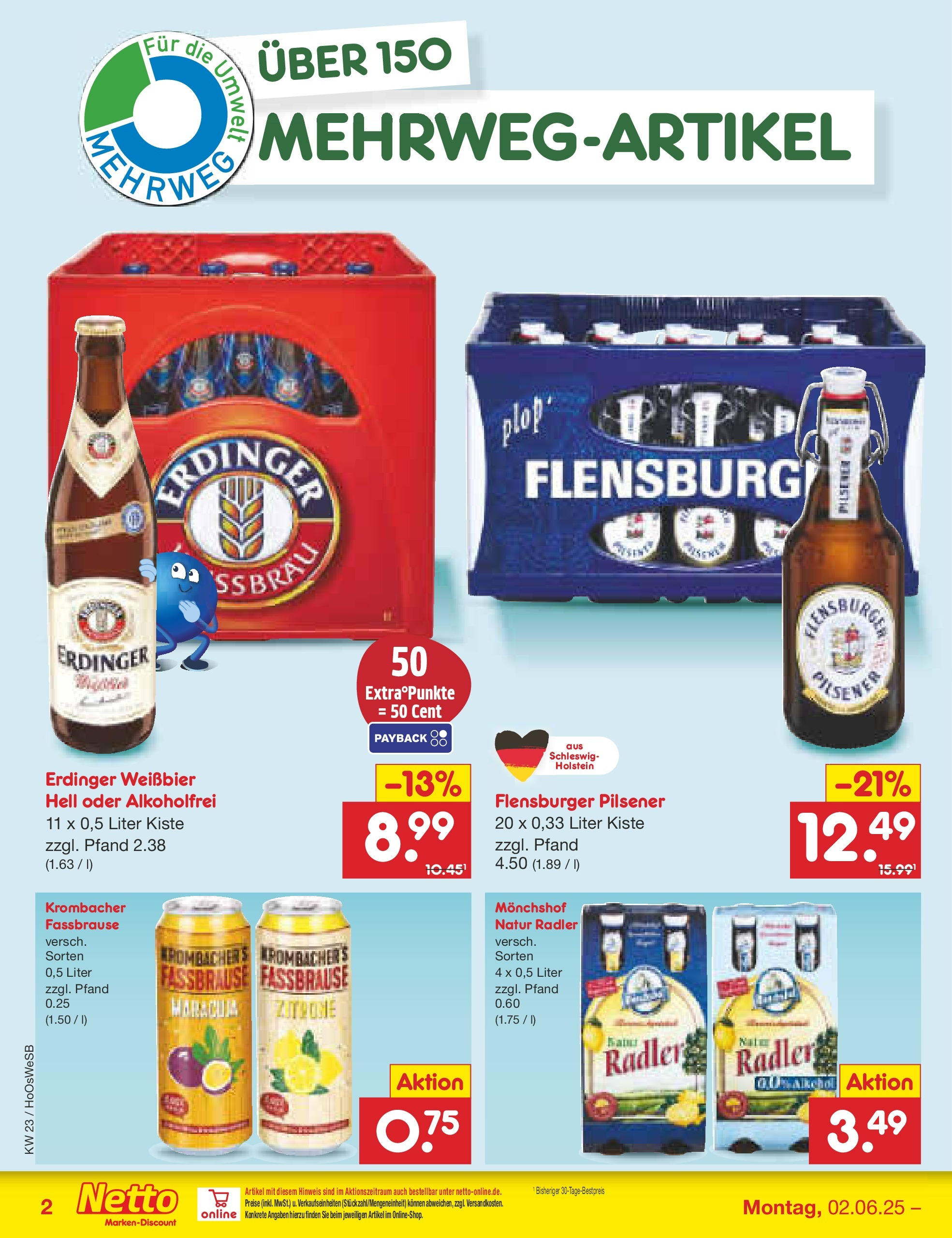 Netto Marken-Discount prospekt Hannover (ab 01.06.2025) » Angebote | Seite: 38 | Produkte: Weißbier, Radler, Zitrone, Krombacher