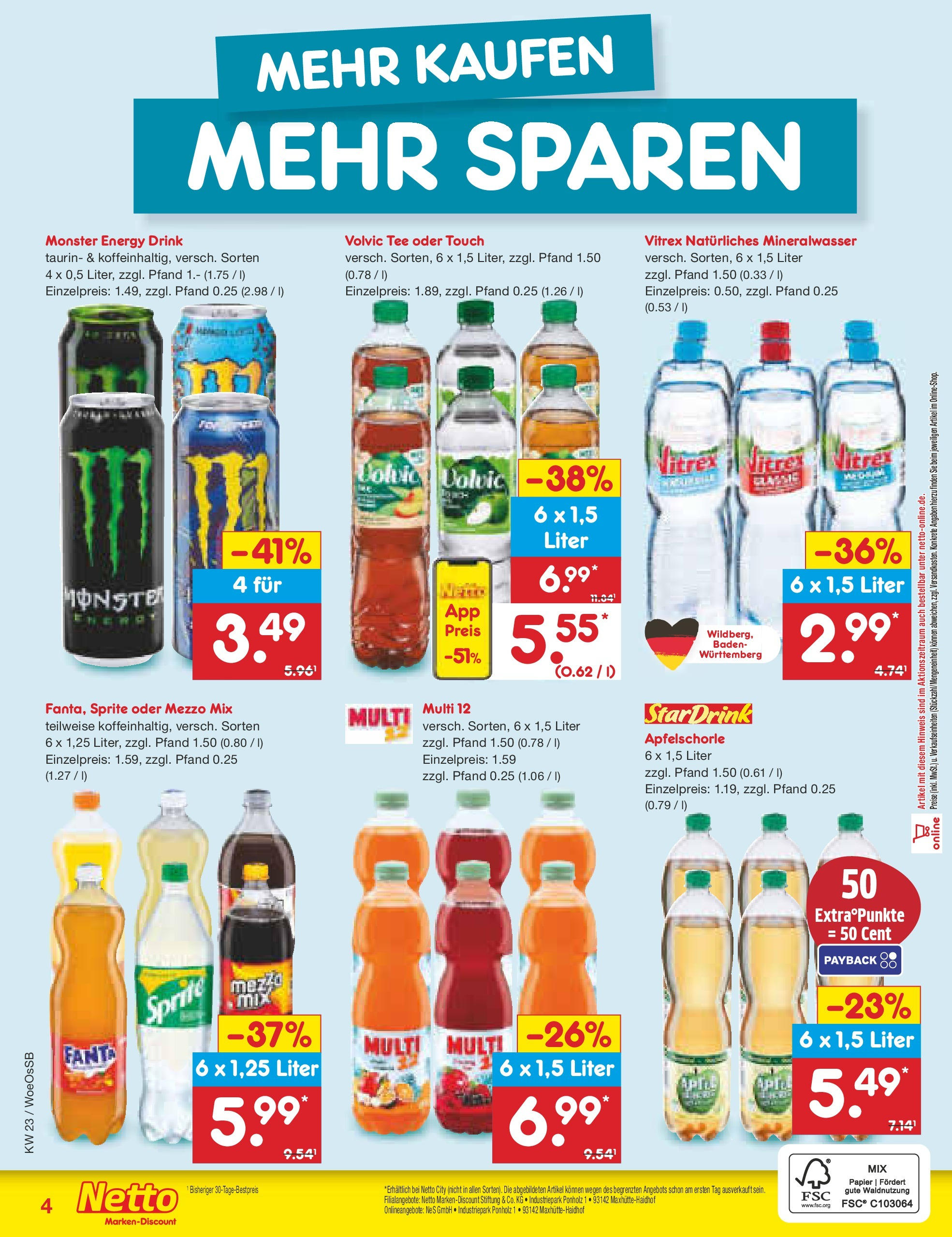 Netto Marken-Discount prospekt Gemmingen (ab 01.06.2025) » Angebote | Seite: 37 | Produkte: Mezzo mix, Sprite, Apple, Monster