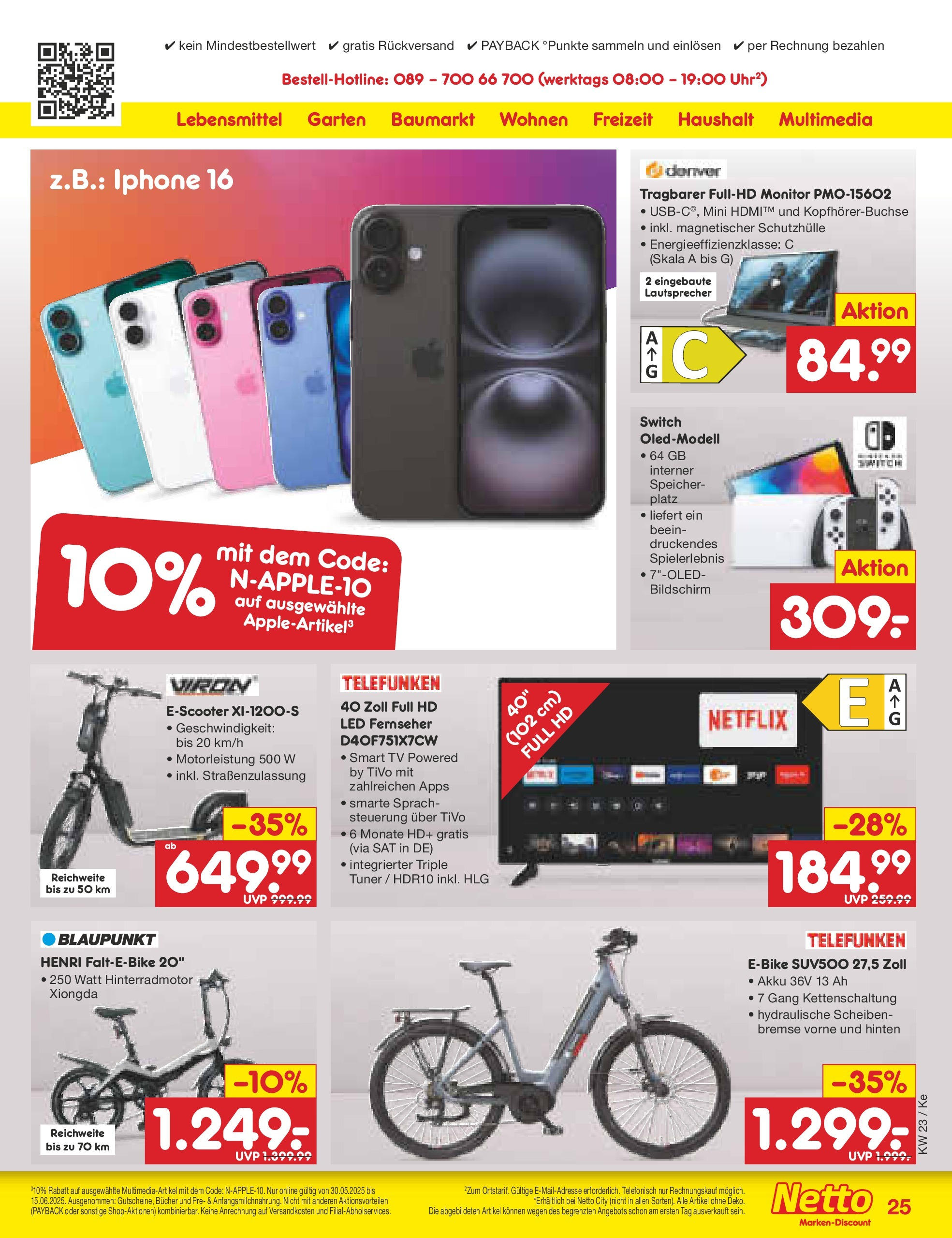 Netto Marken-Discount - Netto: Wochenangebote (ab 01.06.2025) » Angebote | Seite: 45 | Produkte: Lautsprecher, Smart TV, Bildschirm, TV