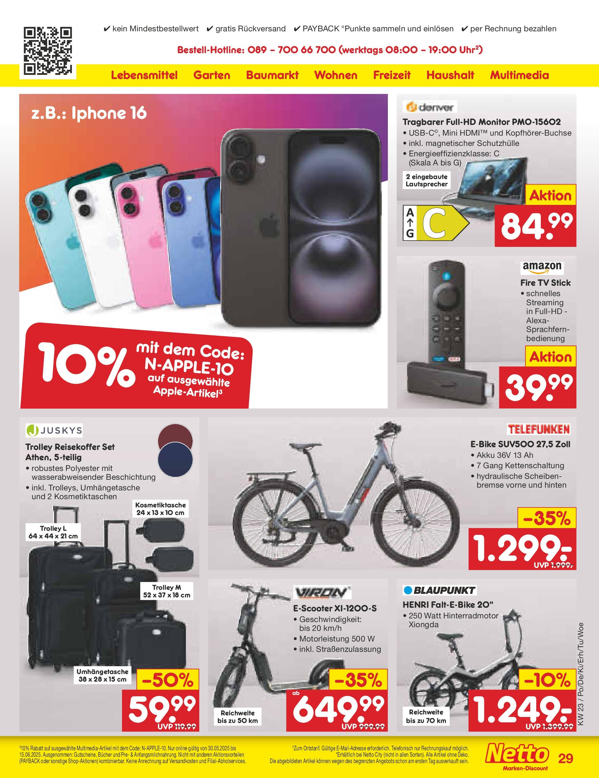 Netto Marken-Discount prospekt Metten (ab 01.06.2025) » Angebote | Seite: 49 | Produkte: Scooter, E-Scooter, Smartphone, Monitor