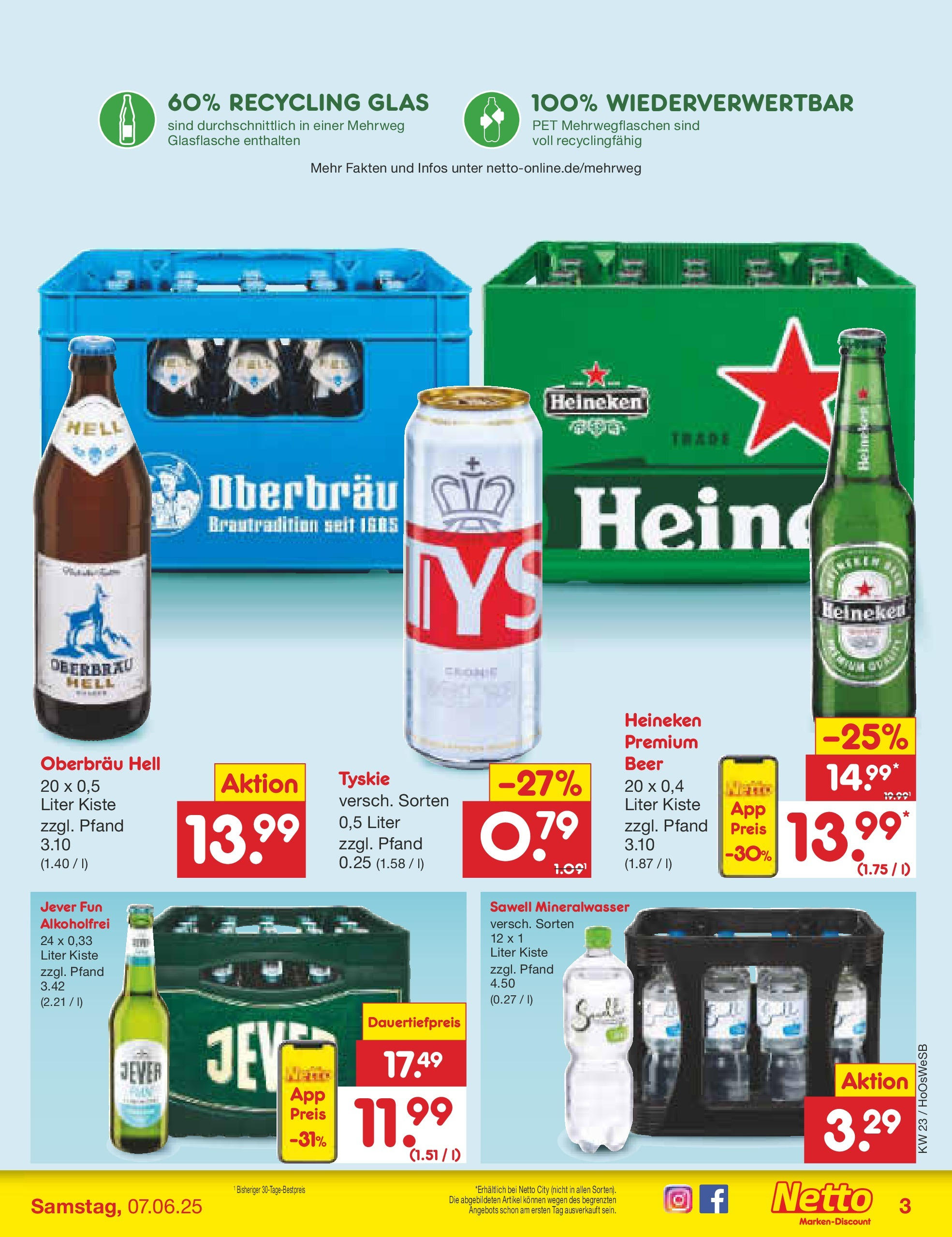 Netto Marken-Discount prospekt Hannover (ab 01.06.2025) » Angebote | Seite: 39 | Produkte: Tyskie, Mineralwasser, Heineken, Jever