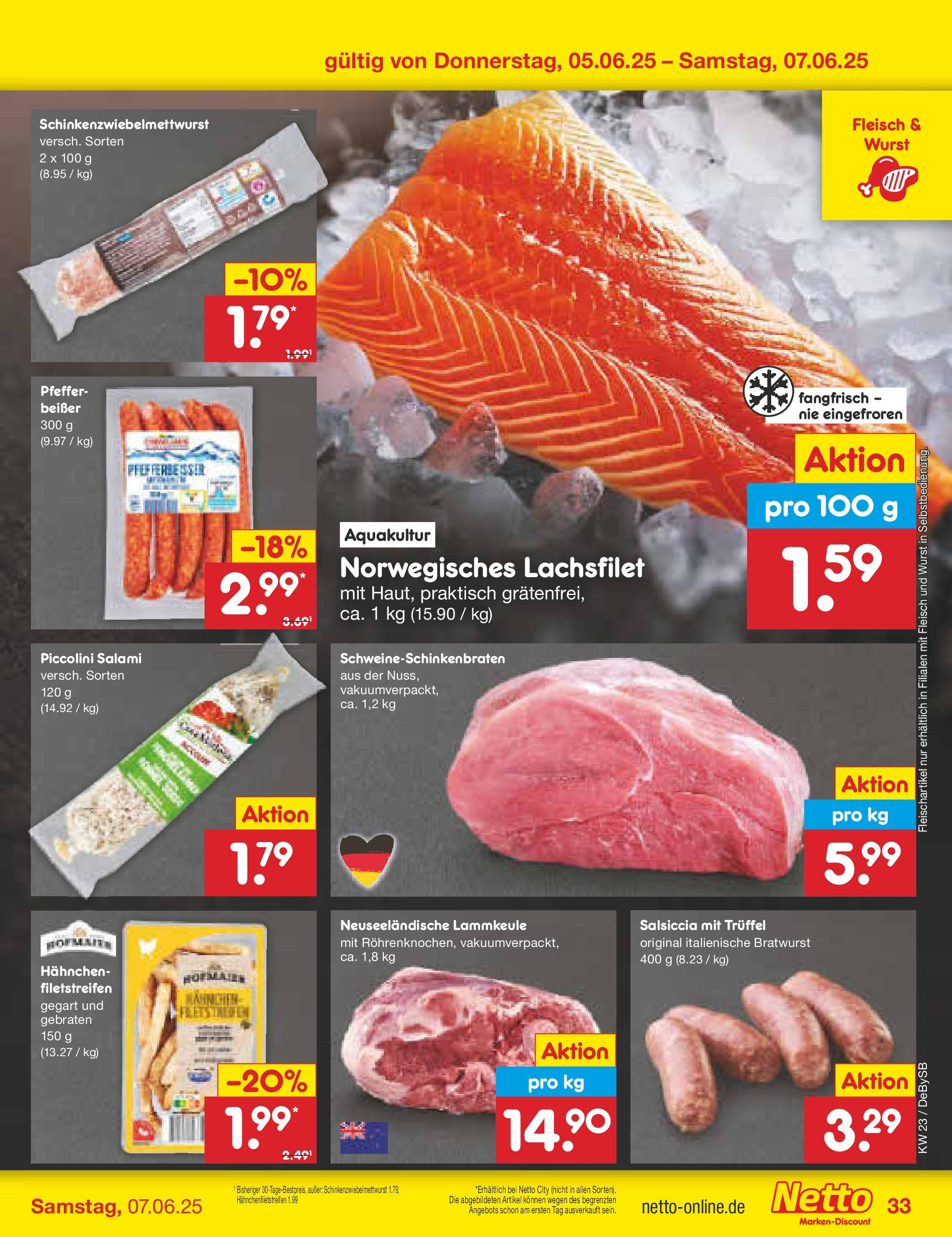 Netto Marken-Discount prospekt Thierhaupten	 (ab 01.06.2025) » Angebote | Seite: 55 | Produkte: Lammkeule, Bratwurst, Pfeffer, Fleisch