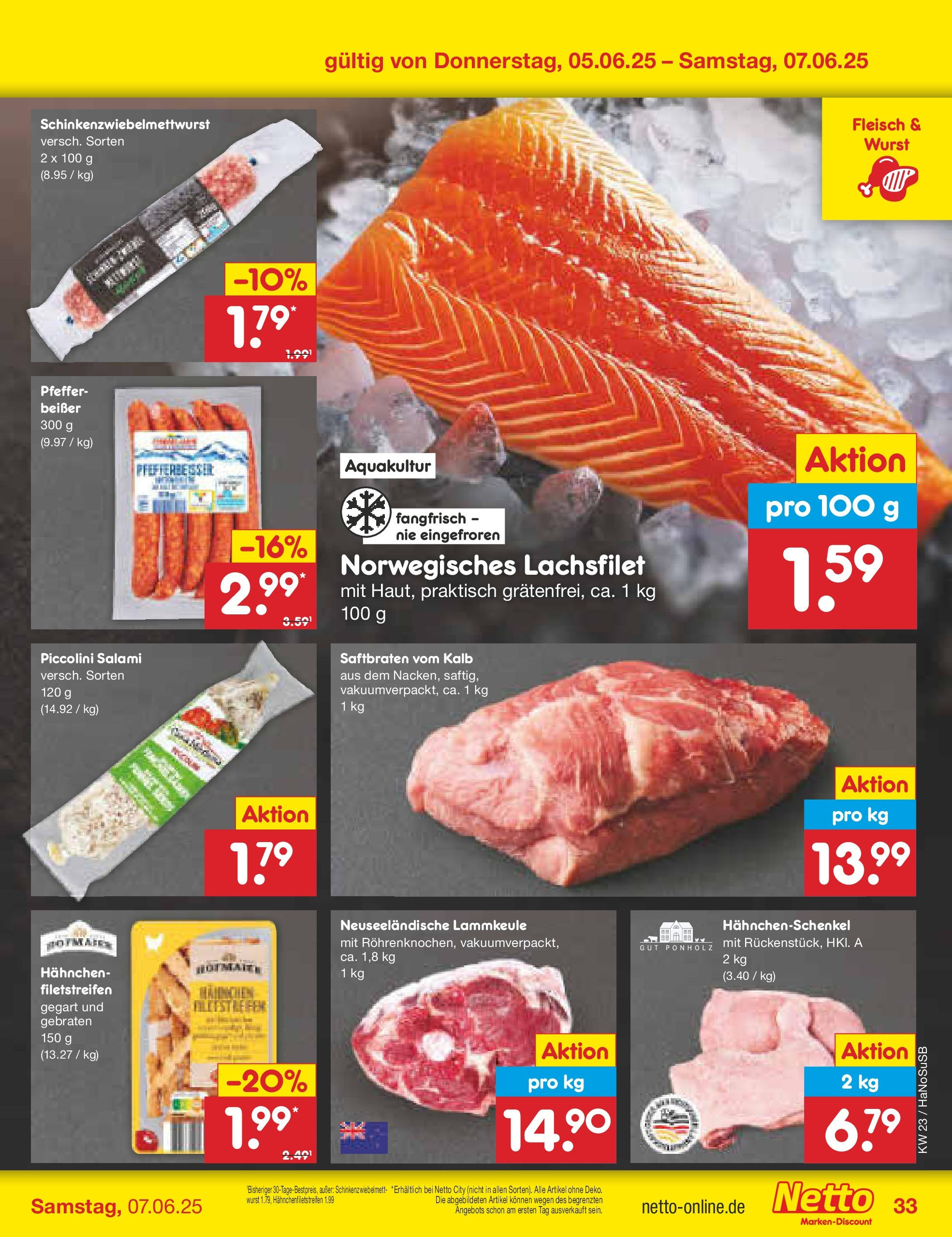 Netto Marken-Discount prospekt Schwerte-Geisecke (ab 01.06.2025) » Angebote | Seite: 55 | Produkte: Hahnchen, Hahnchenschenkel, Pfeffer, Salami