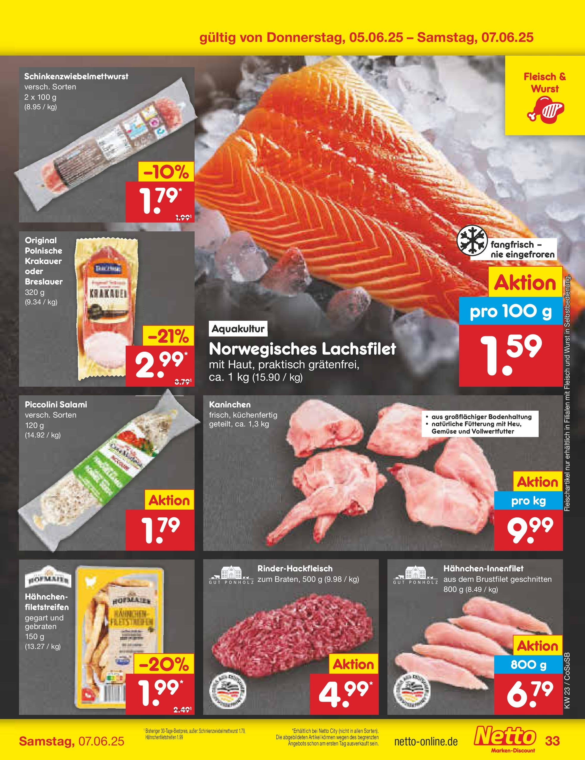 Netto Marken-Discount prospekt Bitterfeld-Wolfen (ab 01.06.2025) » Angebote | Seite: 55 | Produkte: Kaninchen, Gemüse, Wurst, Fleisch