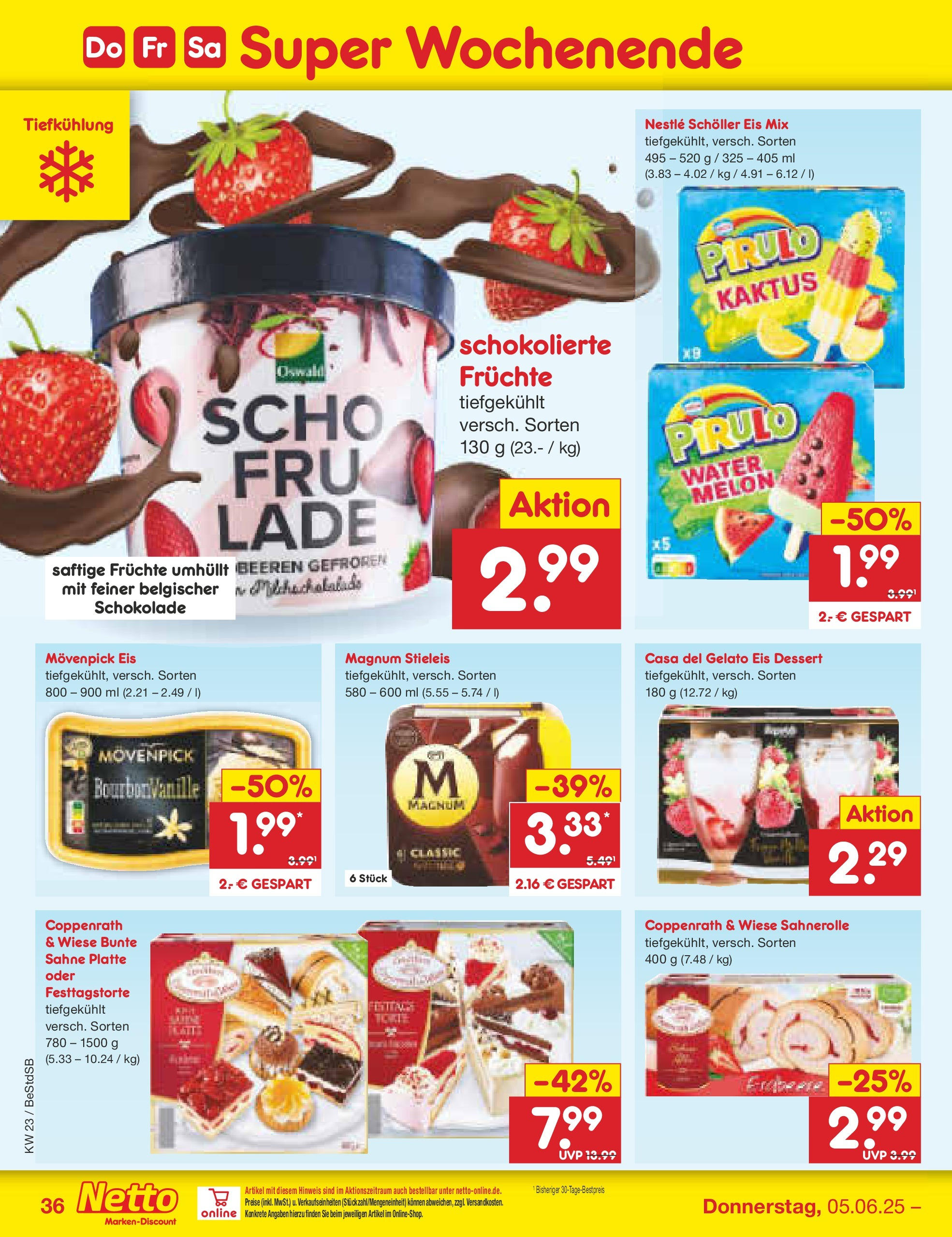 Netto Marken-Discount prospekt Berlin-Spandau (ab 01.06.2025) » Angebote | Seite: 60 | Produkte: Schokolade, Movenpick eis, Sahne, Eis
