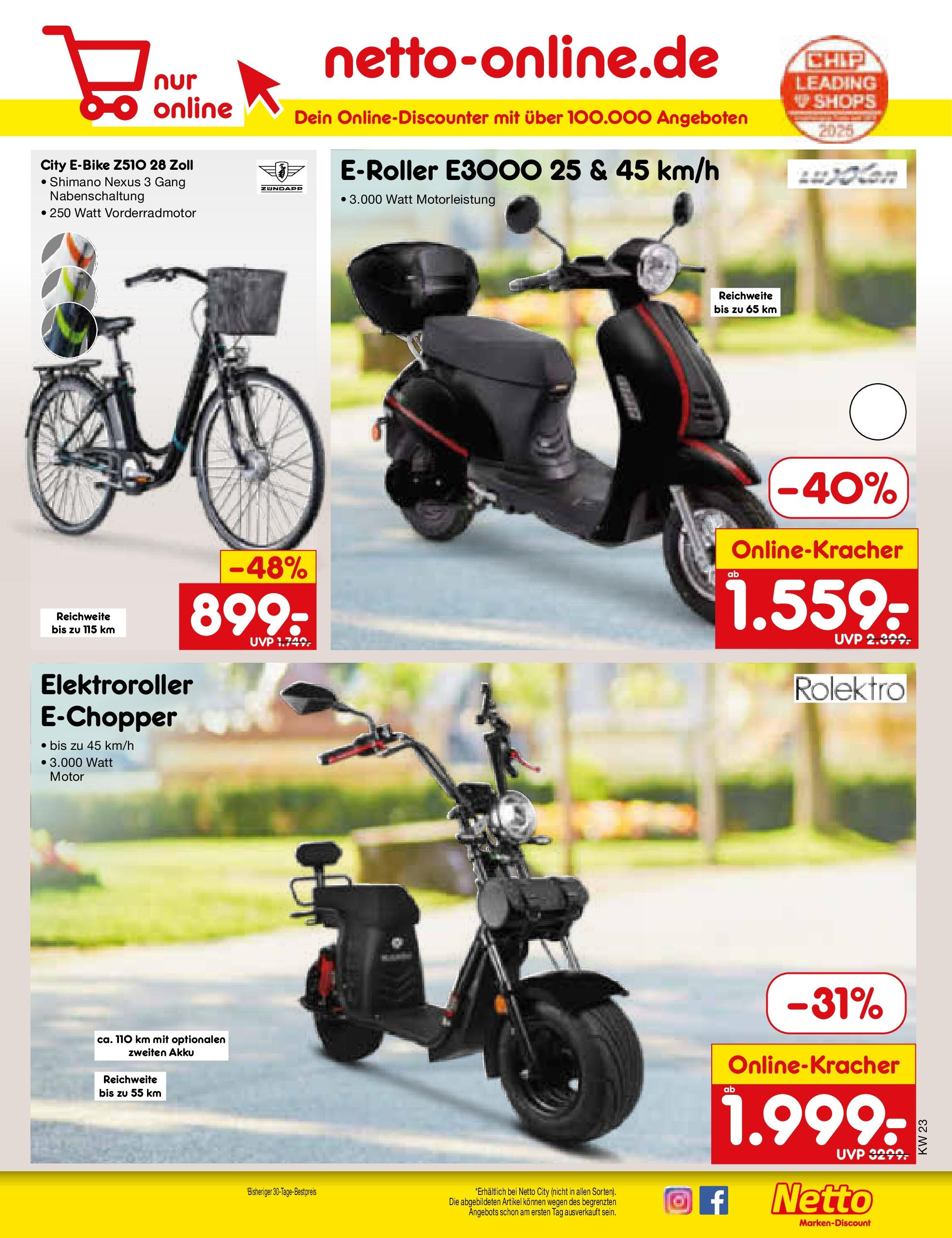 Netto Marken-Discount prospekt Hannover (ab 01.06.2025) » Angebote | Seite: 51 | Produkte: E-Bike, Scooter