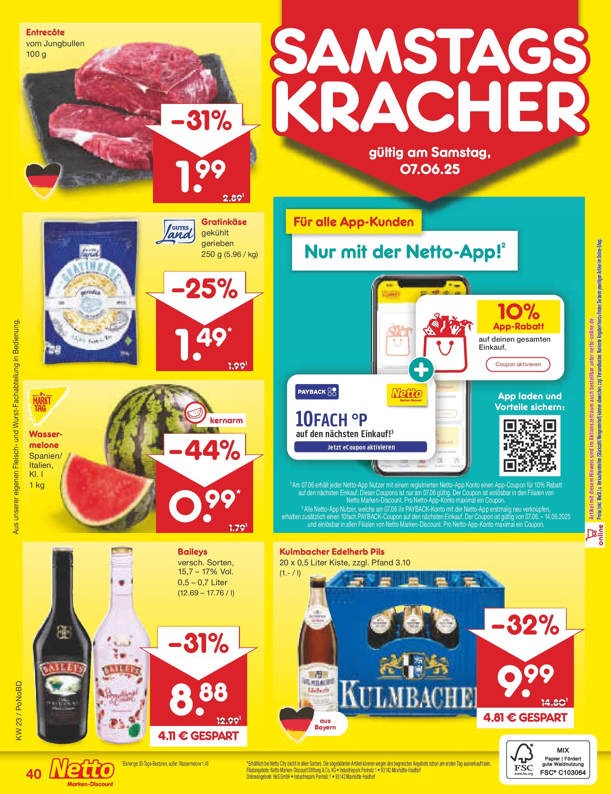 Netto Marken-Discount prospekt Selb (ab 01.06.2025) » Angebote | Seite: 66 | Produkte: Entrecote, Wasser, Wassermelone, Melone