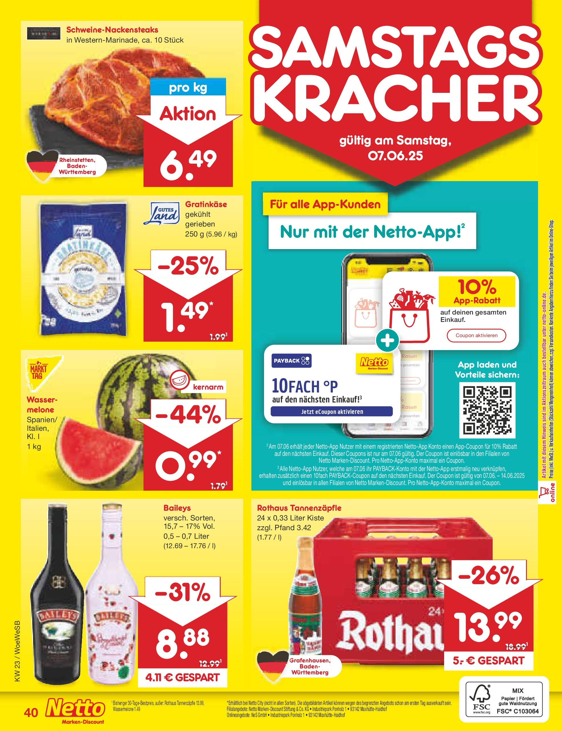 Netto Marken-Discount prospekt Katzweiler (ab 01.06.2025) » Angebote | Seite: 66 | Produkte: Wasser, Baileys, Wassermelone, Melone
