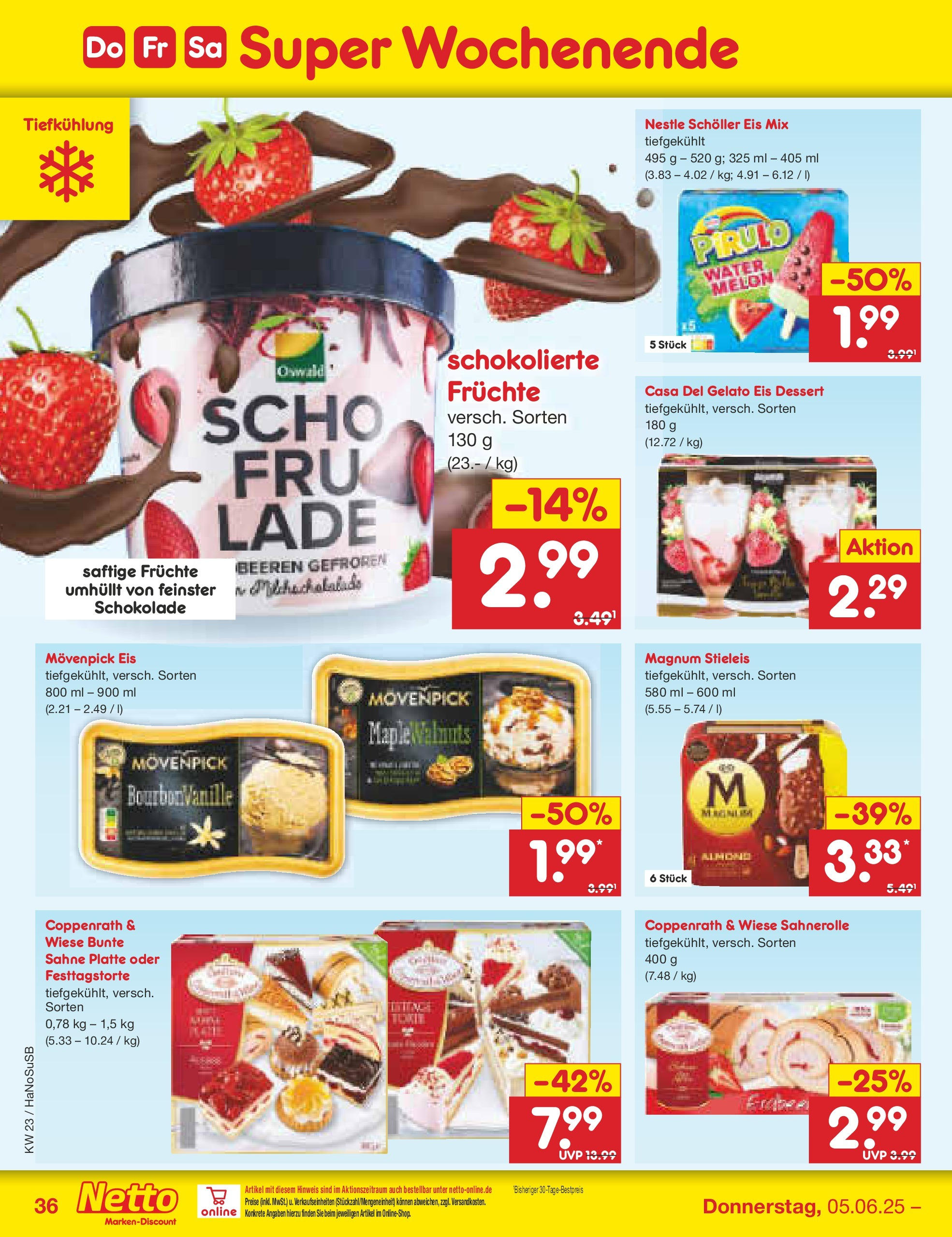 Netto Marken-Discount prospekt Schwerte-Geisecke (ab 01.06.2025) » Angebote | Seite: 60 | Produkte: Schokolade, Movenpick eis, Sahne, Eis