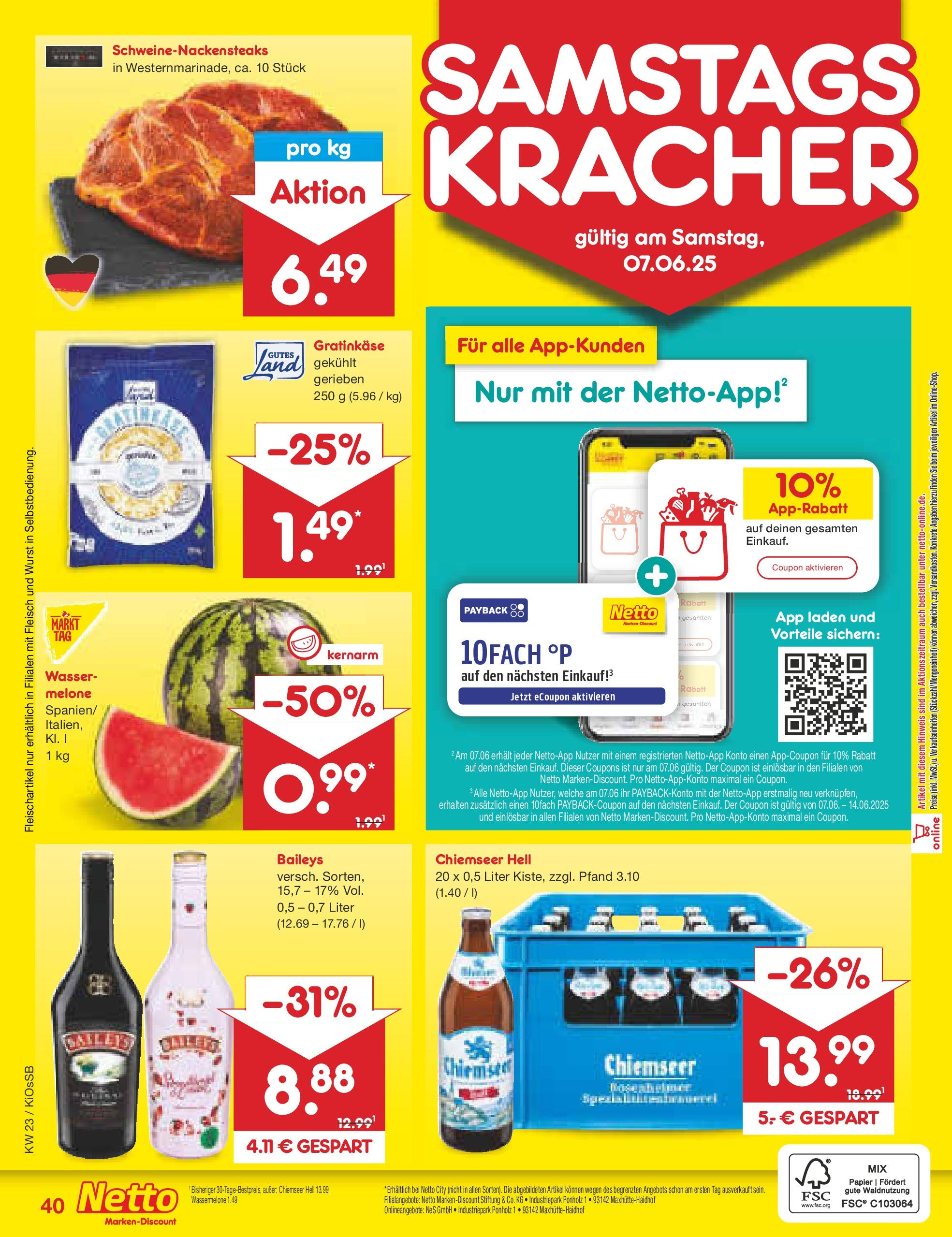 Netto Marken-Discount prospekt Oberhaid (ab 01.06.2025) » Angebote | Seite: 66 | Produkte: Wasser, Baileys, Melone, Fleisch