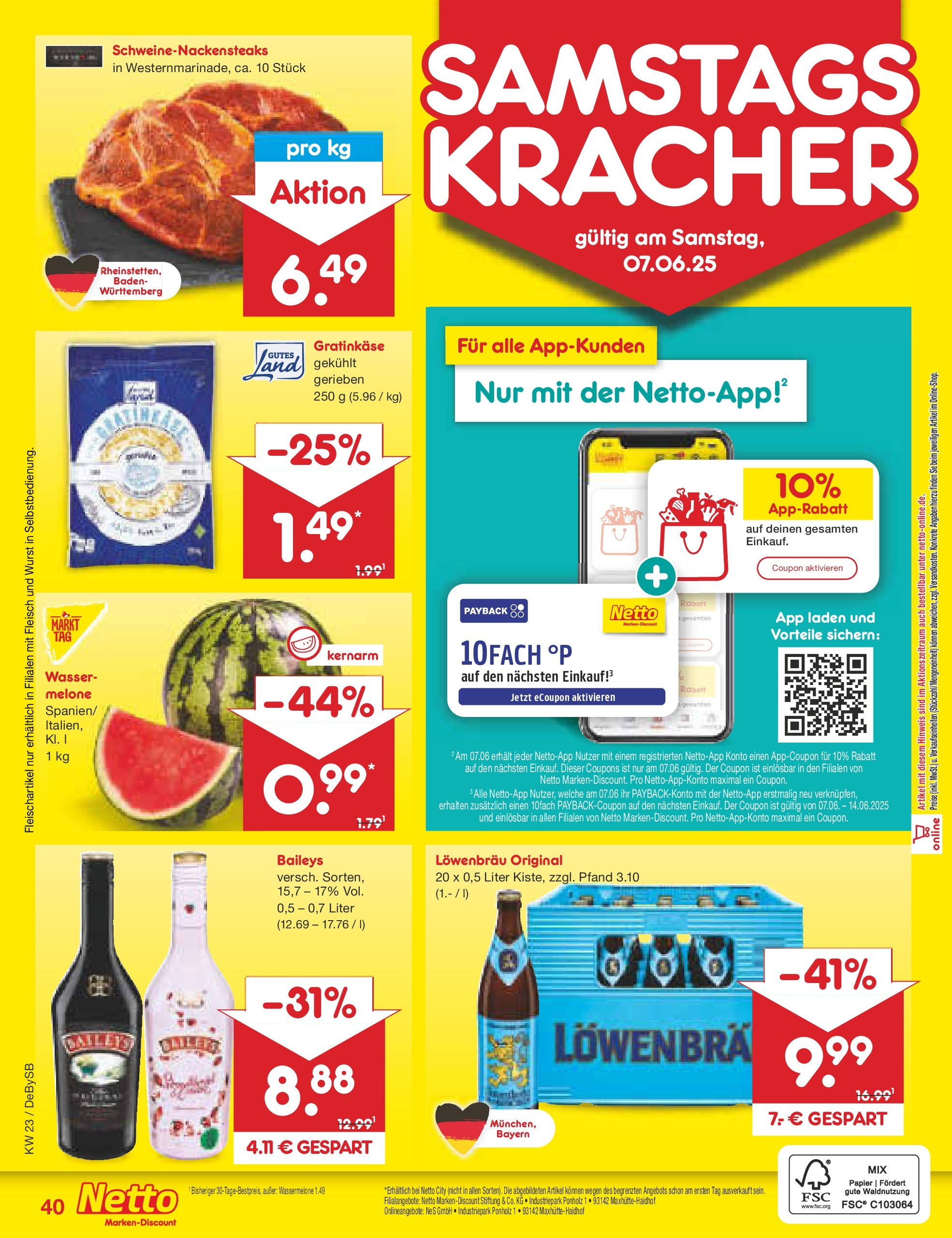 Netto Marken-Discount prospekt Thierhaupten	 (ab 01.06.2025) » Angebote | Seite: 66 | Produkte: Wasser, Wurst, Baileys, Fleisch