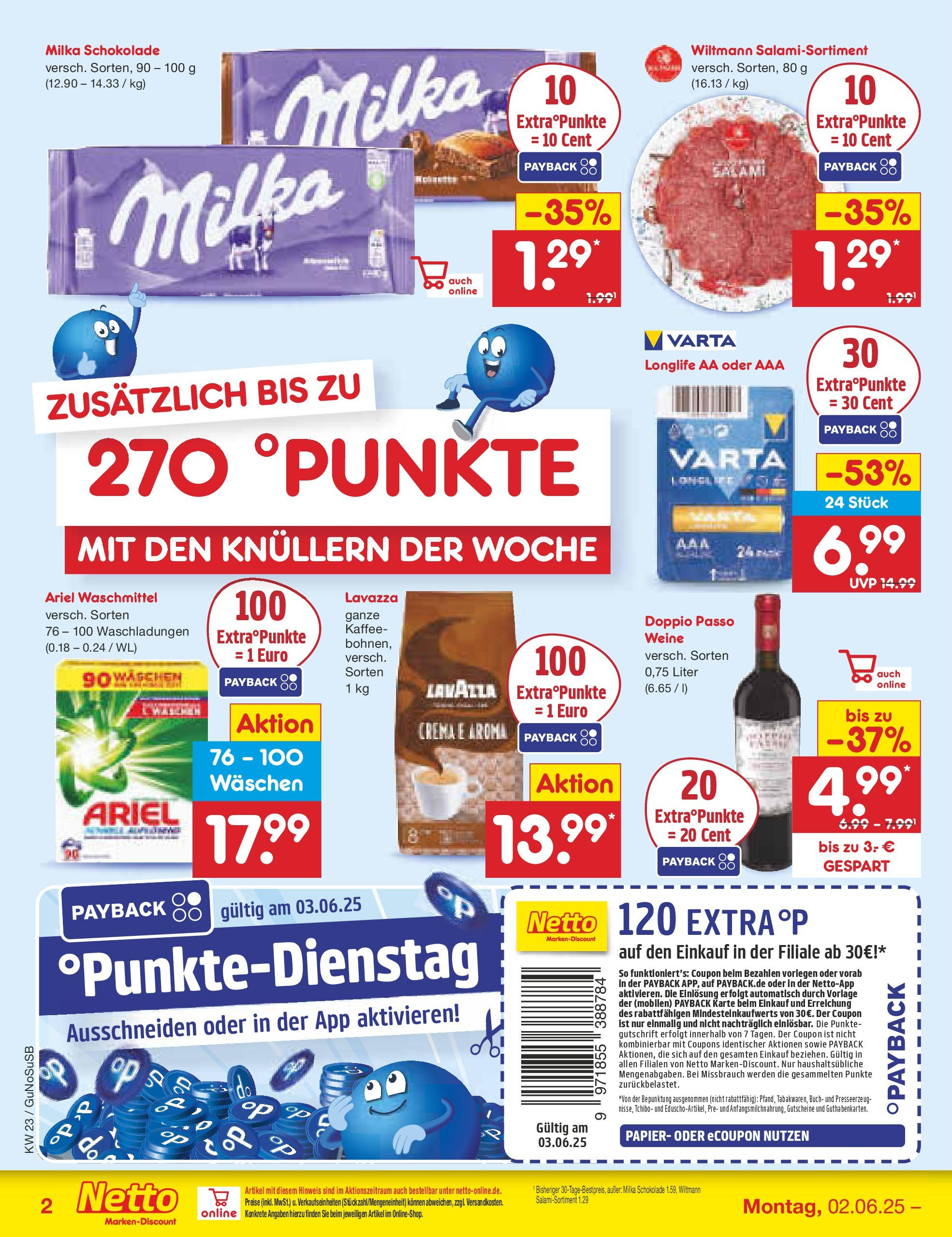 Netto Marken-Discount prospekt Rodewisch (ab 01.06.2025) » Angebote | Seite: 2 | Produkte: Ariel, Milka schokolade, Milka, Doppio Passo
