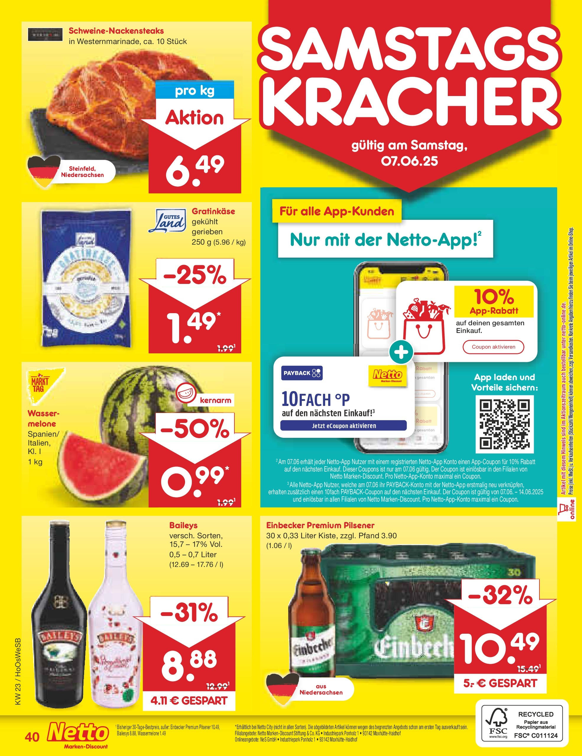Netto Marken-Discount prospekt Hannover (ab 01.06.2025) » Angebote | Seite: 66 | Produkte: Wasser, Baileys, Wassermelone, Melone