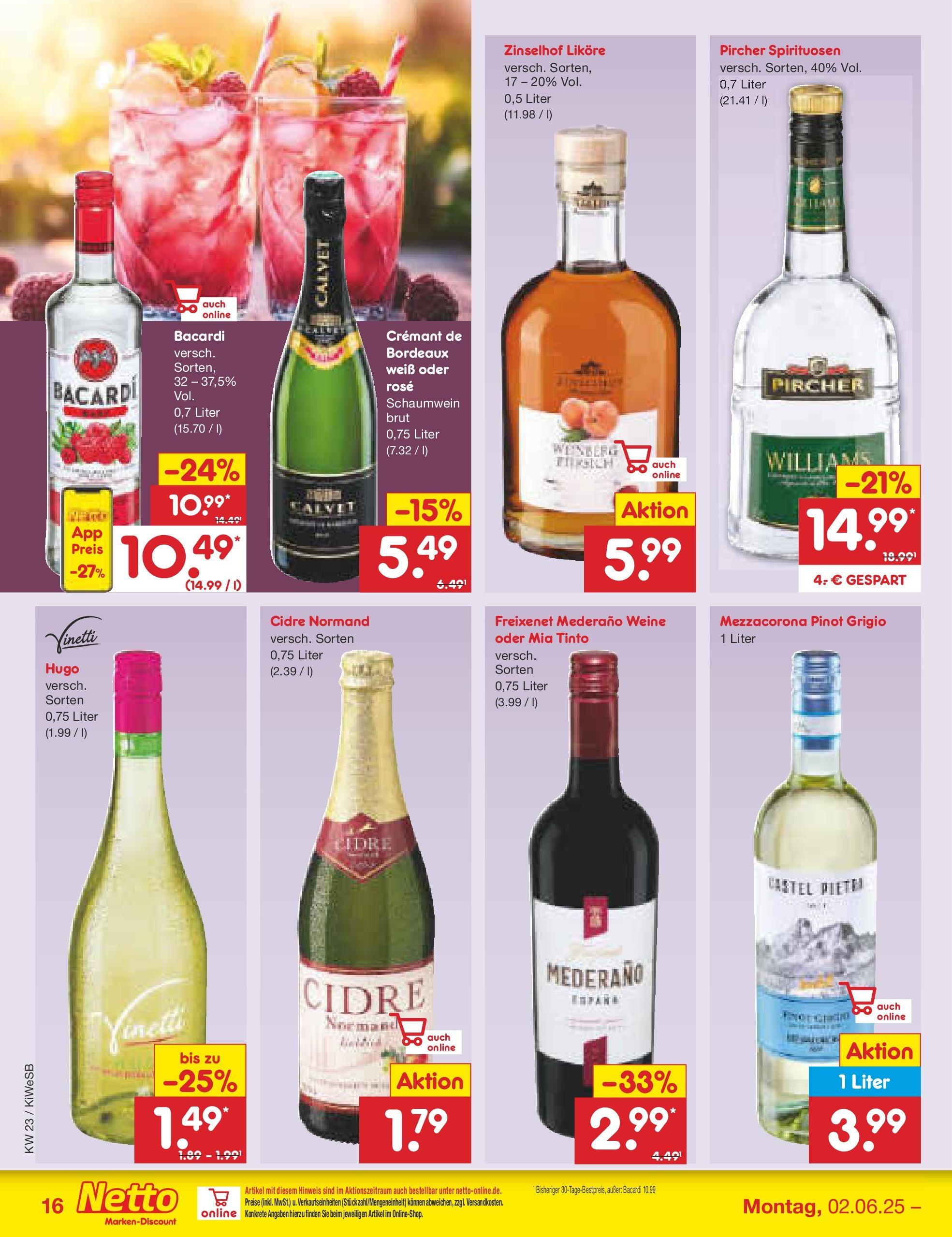 Netto Marken-Discount prospekt Bad Friedrichshall (ab 01.06.2025) » Angebote | Seite: 20 | Produkte: Bacardi, Freixenet, Freixenet mederano, Hugo
