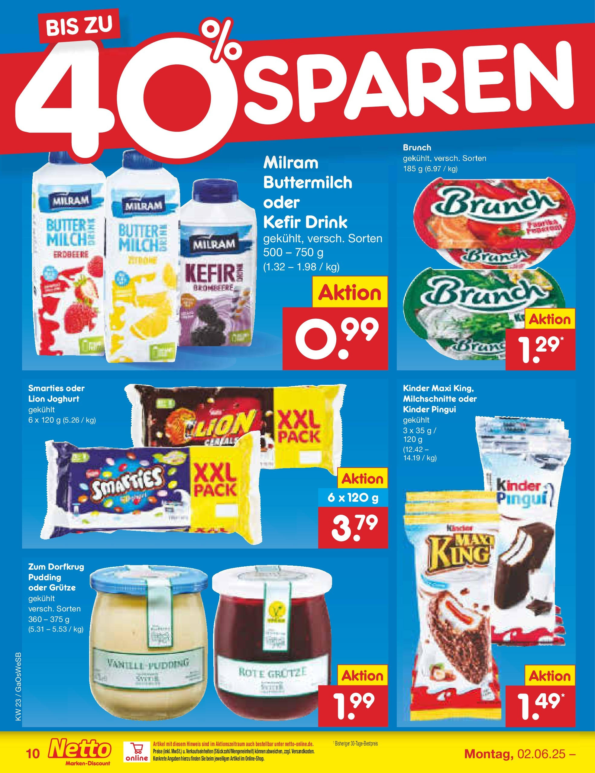 Netto Marken-Discount prospekt Moormerland (ab 01.06.2025) » Angebote | Seite: 12 | Produkte: Buttermilch, Joghurt, Pudding, Milram
