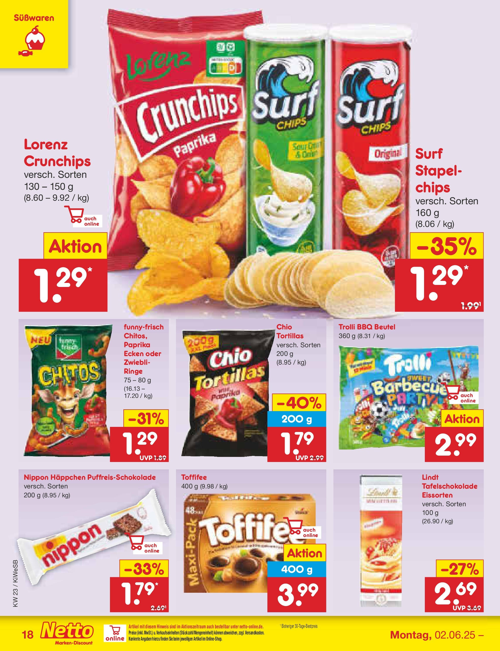 Netto Marken-Discount prospekt Bad Friedrichshall (ab 01.06.2025) » Angebote | Seite: 28 | Produkte: Paprika, Toffifee, Lorenz crunchips, Chio tortillas