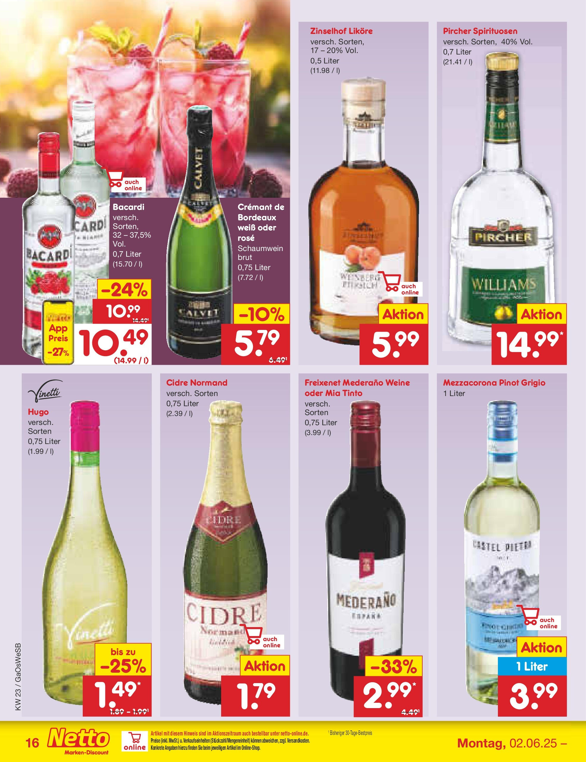 Netto Marken-Discount prospekt Moormerland (ab 01.06.2025) » Angebote | Seite: 20 | Produkte: Bacardi, Freixenet, Freixenet mederano, Hugo