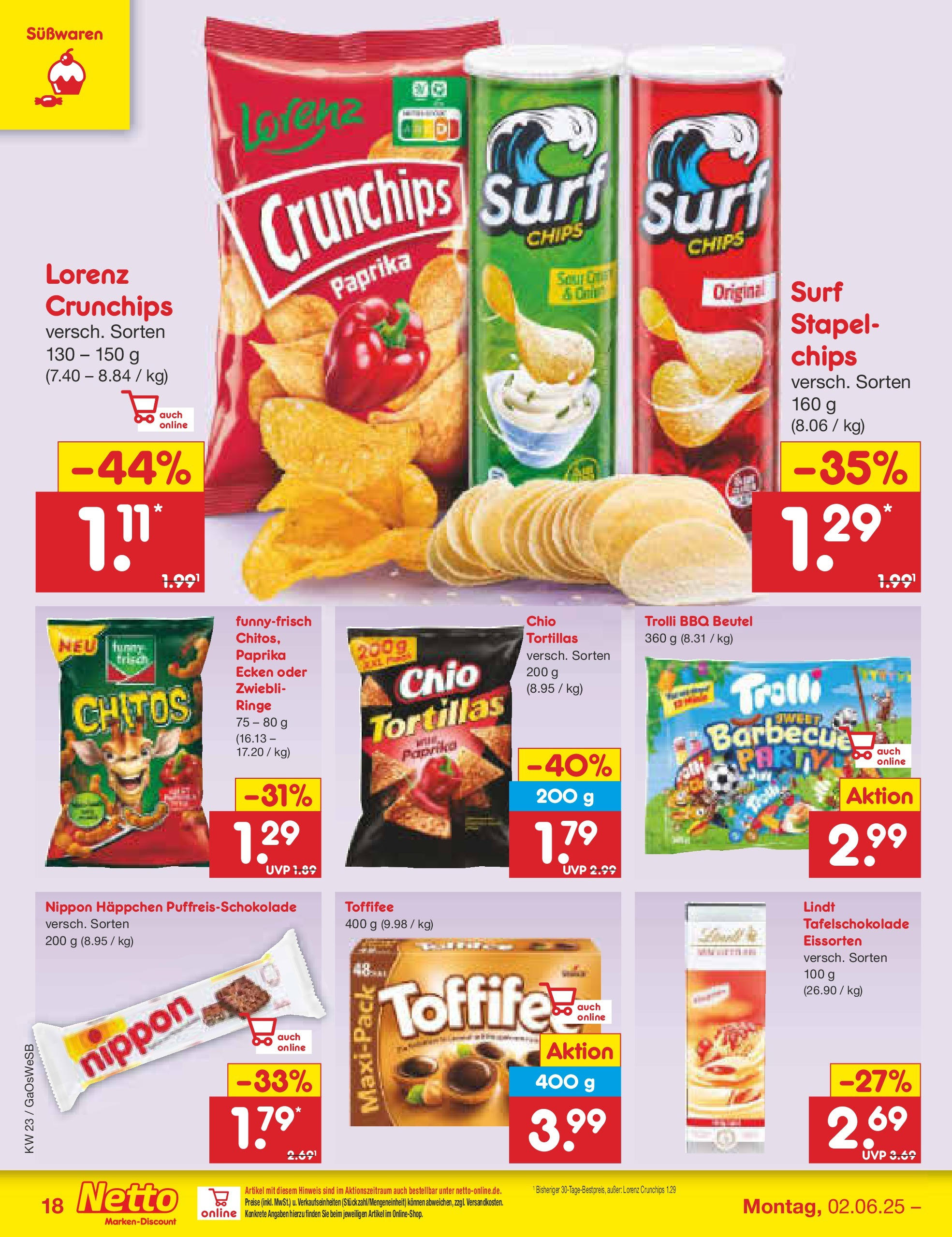 Netto Marken-Discount prospekt Moormerland (ab 01.06.2025) » Angebote | Seite: 28 | Produkte: Paprika, Lorenz crunchips, Chio tortillas, Chips