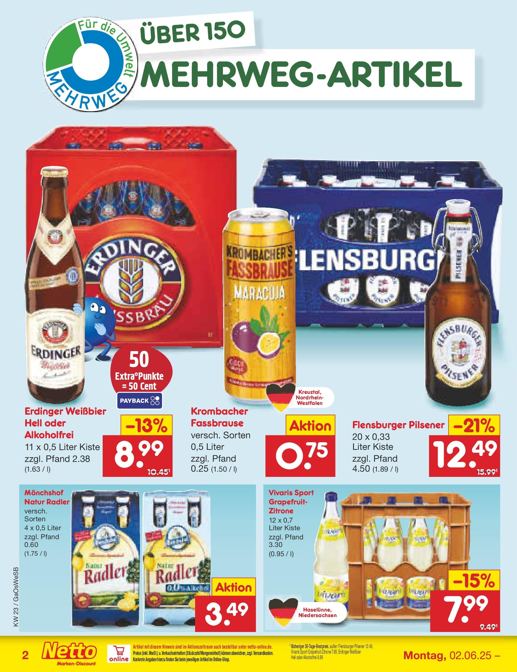 Netto Marken-Discount prospekt Moormerland (ab 01.06.2025) » Angebote | Seite: 38 | Produkte: Erdinger, Flensburger, Zitrone, Fassbrause