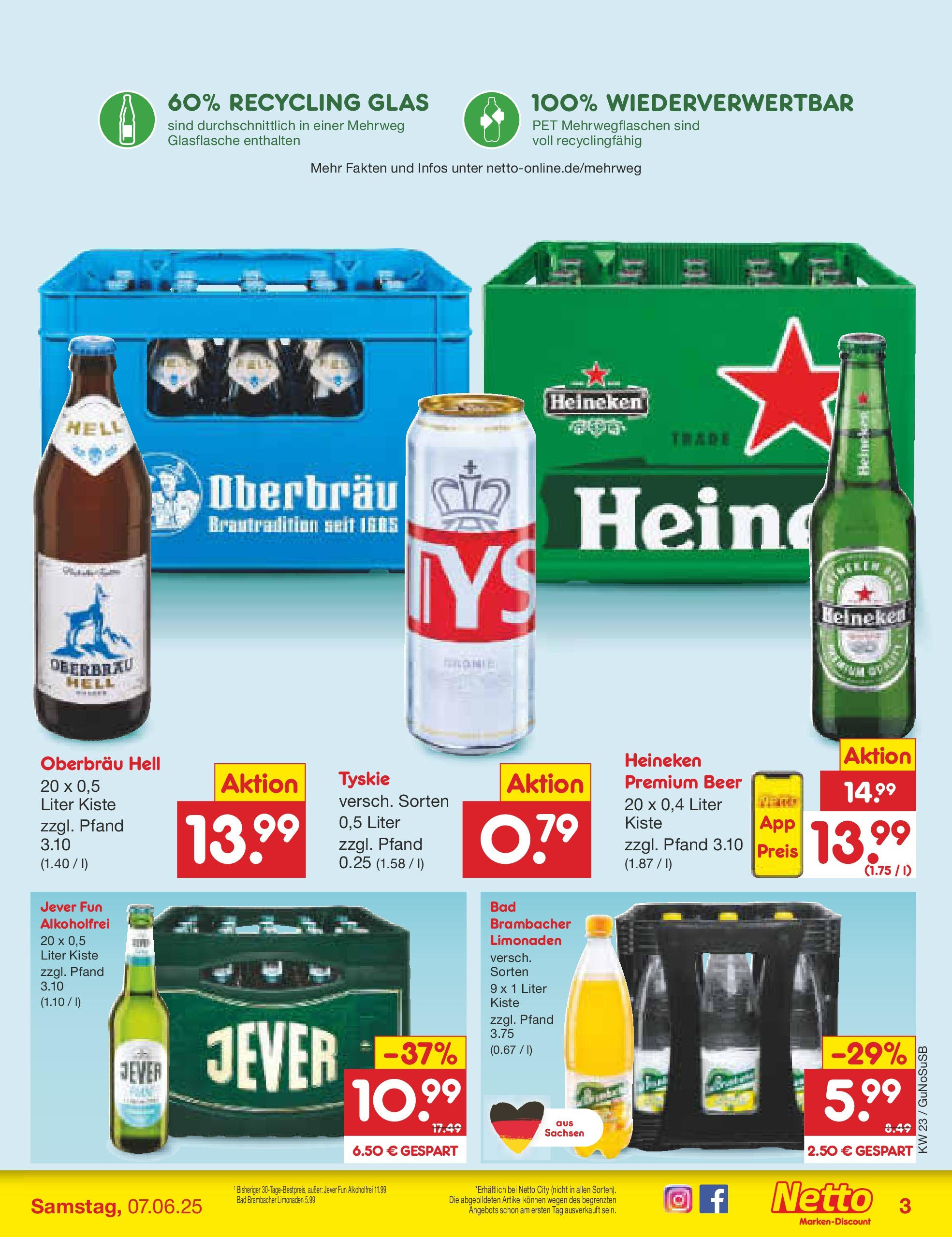 Netto Marken-Discount prospekt Rodewisch (ab 01.06.2025) » Angebote | Seite: 39 | Produkte: Tyskie, Bad, Heineken, Jever
