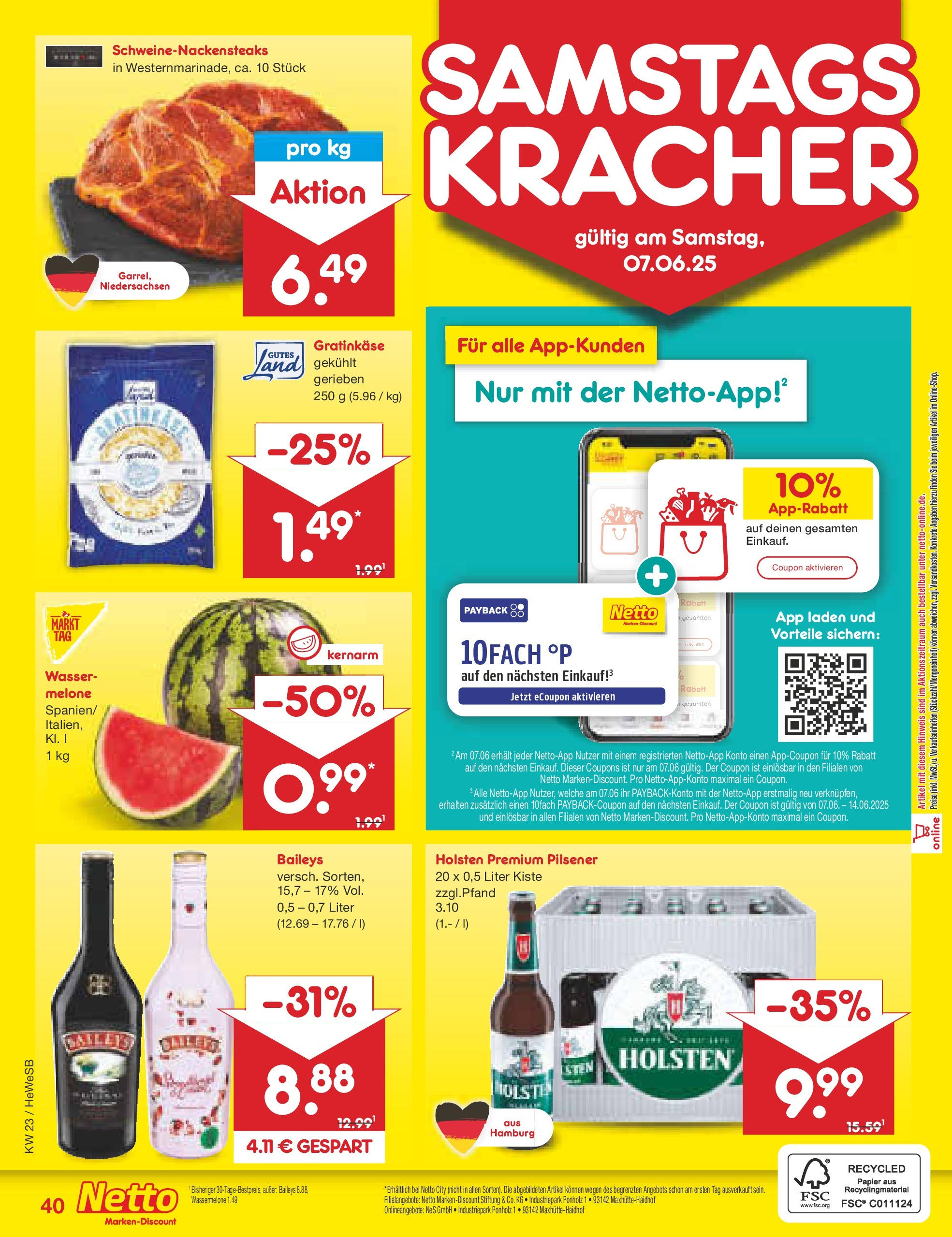 Netto Marken-Discount prospekt Brietlingen (ab 01.06.2025) » Angebote | Seite: 66 | Produkte: Holsten, Wasser, Baileys, Melone