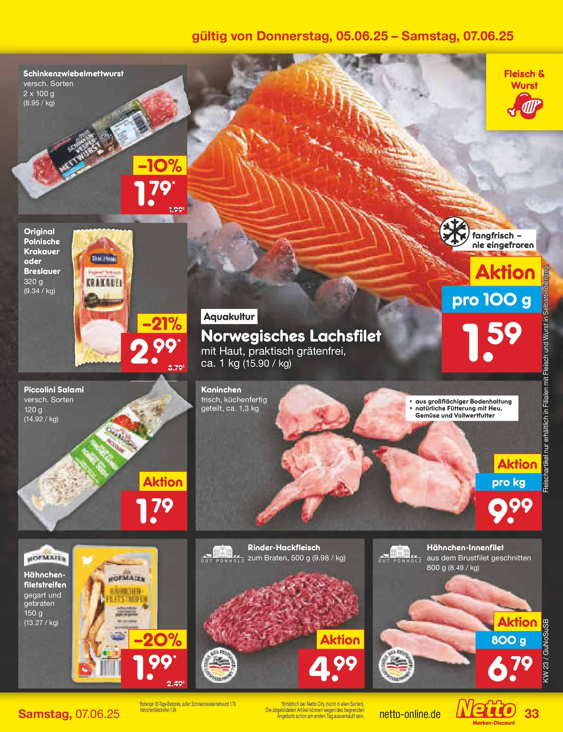 Netto Marken-Discount prospekt Rodewisch (ab 01.06.2025) » Angebote | Seite: 55 | Produkte: Hahnchen, Kaninchen, Wurst, Salami