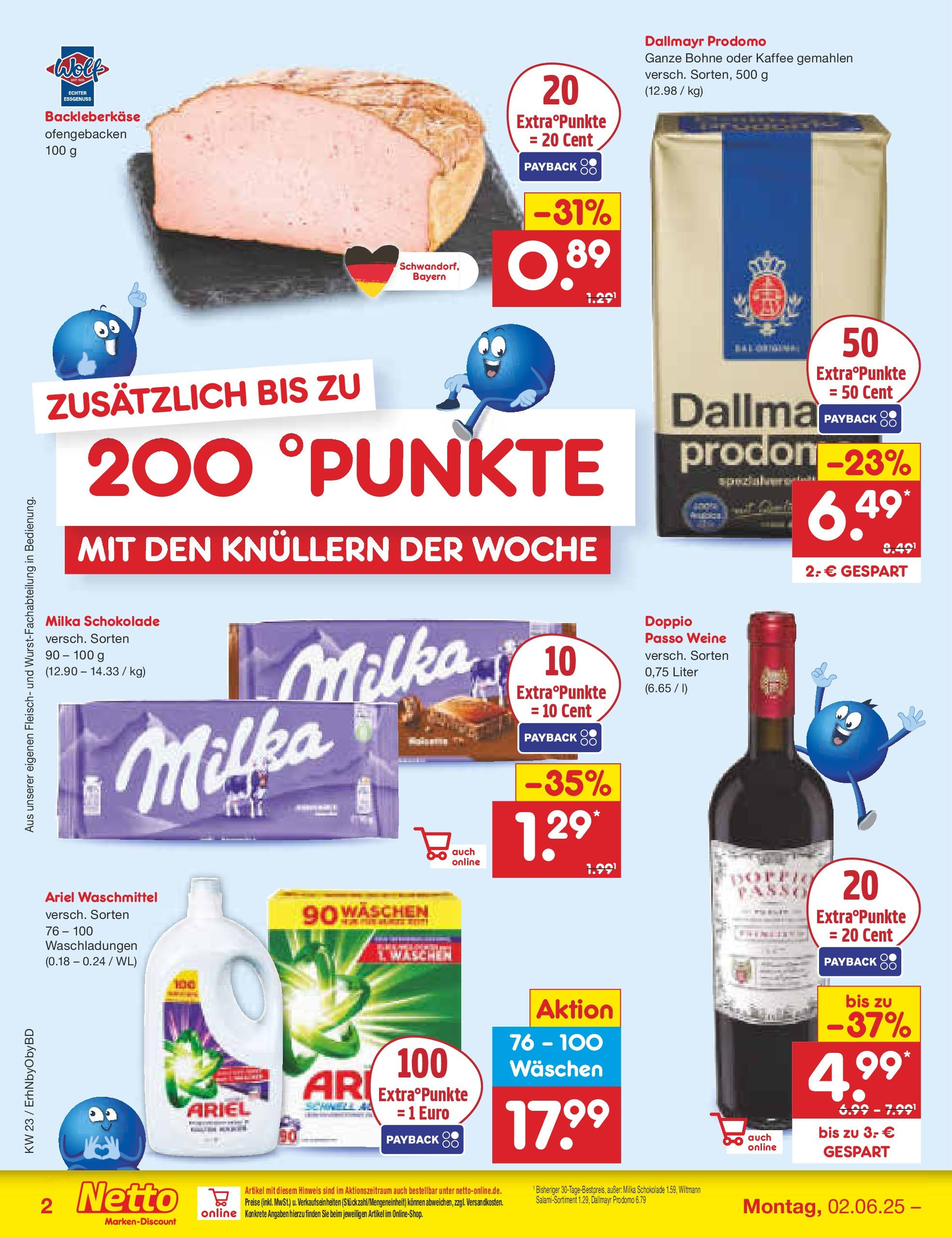 Netto Marken-Discount prospekt Velden (ab 01.06.2025) » Angebote | Seite: 2 | Produkte: Kaffee, Milka schokolade, Dallmayr, Fleisch