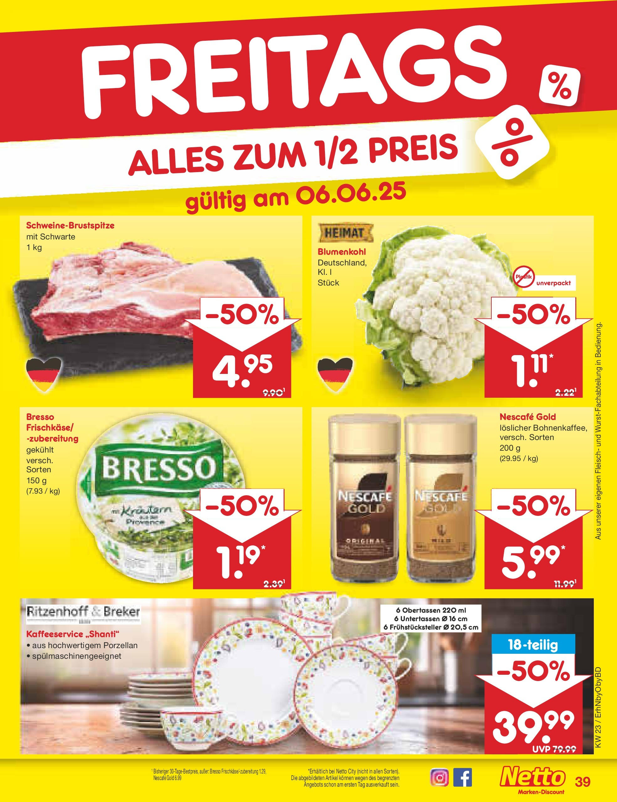 Netto Marken-Discount prospekt Velden (ab 01.06.2025) » Angebote | Seite: 65 | Produkte: Nescafe, Blumenkohl, Nescafe gold, Fleisch