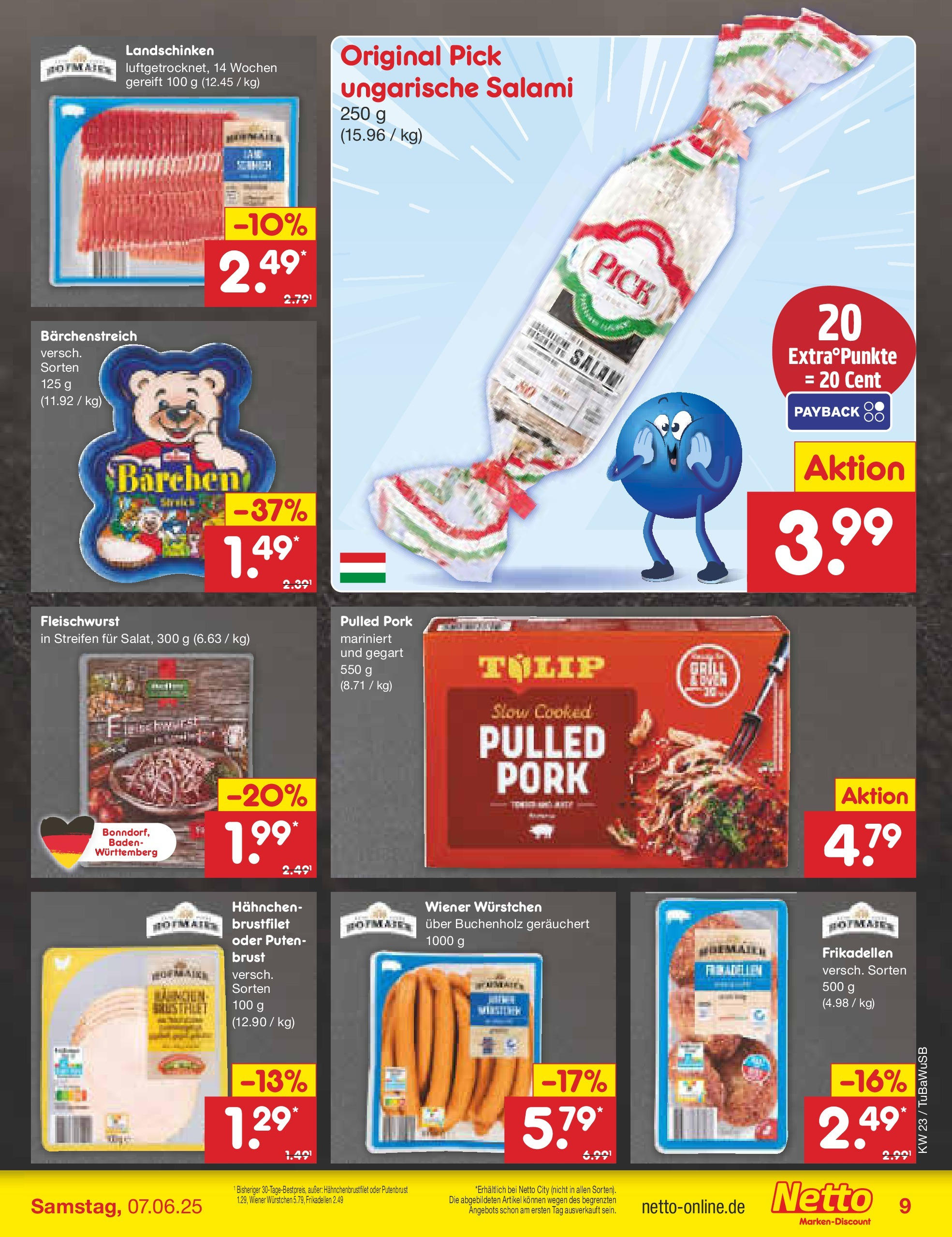 Netto Marken-Discount prospekt Lahr-Langenwinkel (ab 01.06.2025) » Angebote | Seite: 11 | Produkte: Hahnchen, Wiener wurstchen, Salami