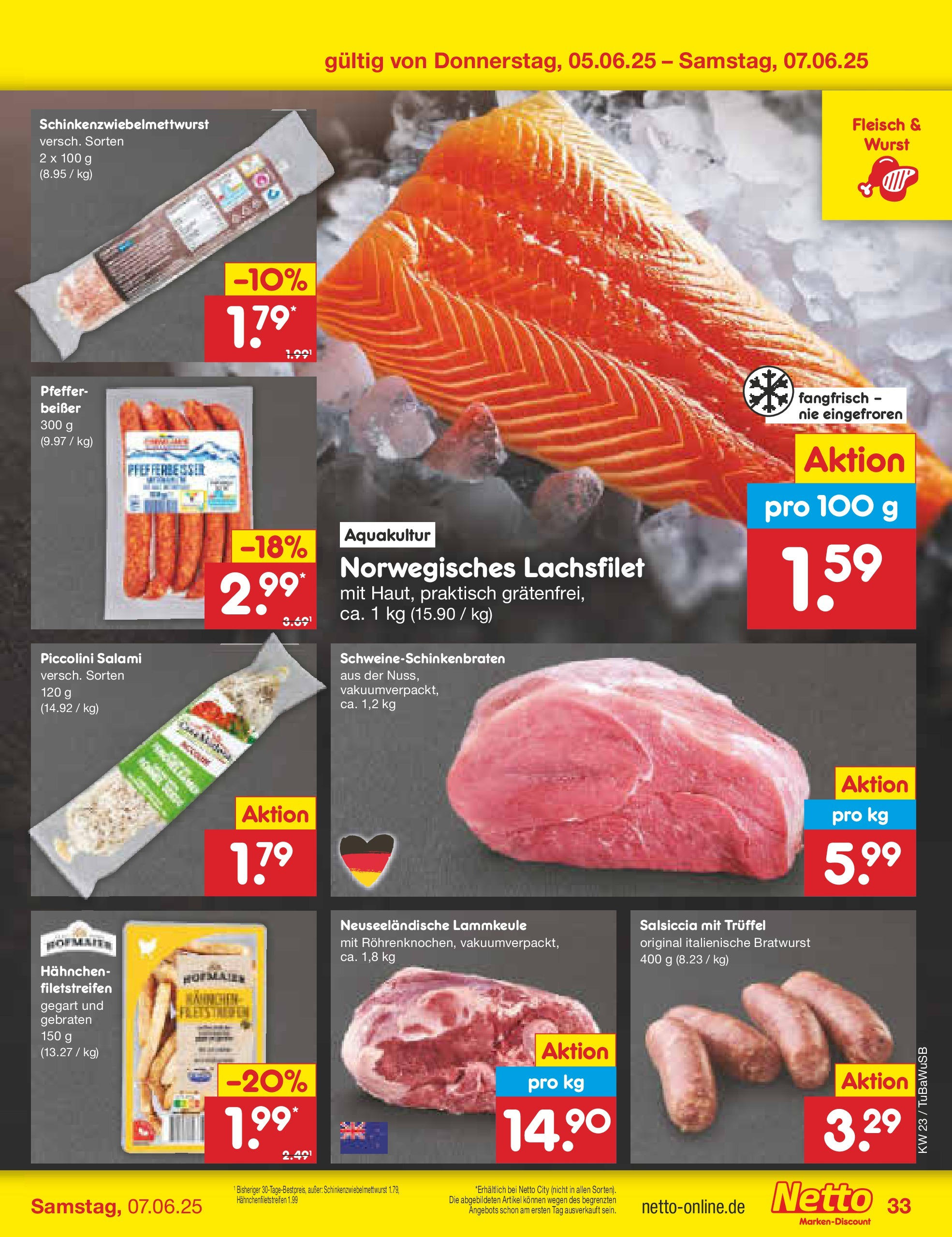 Netto Marken-Discount prospekt Lahr-Langenwinkel (ab 01.06.2025) » Angebote | Seite: 55 | Produkte: Hahnchen, Bratwurst, Pfeffer, Wurst