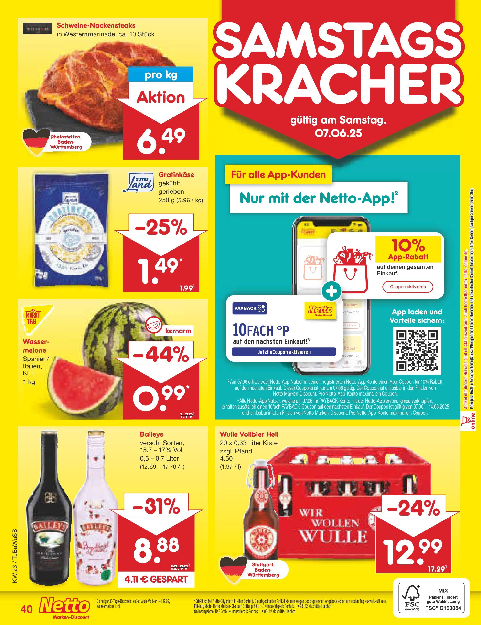 Netto Marken-Discount prospekt Lahr-Langenwinkel (ab 01.06.2025) » Angebote | Seite: 66 | Produkte: Wasser, Baileys, Wassermelone, Melone
