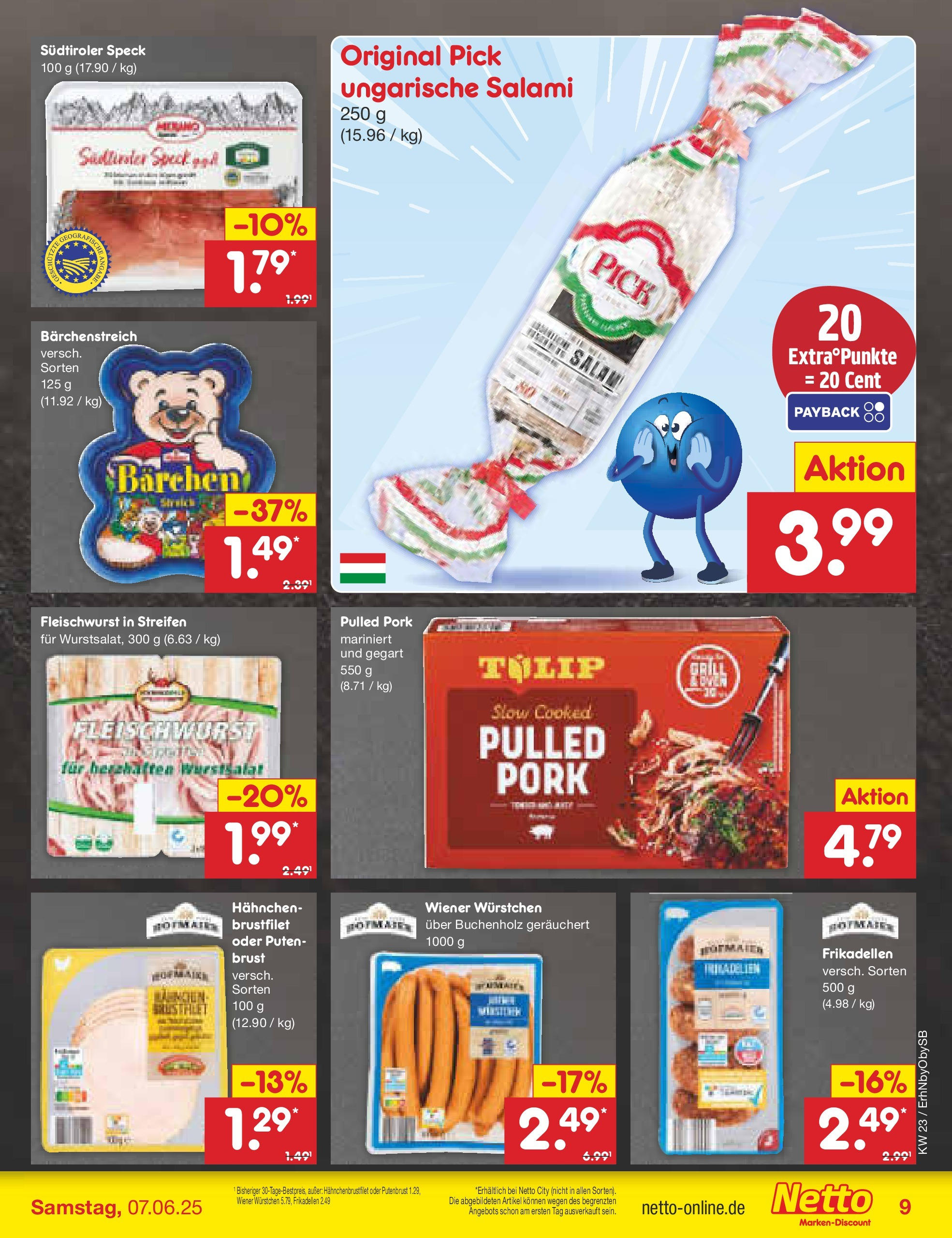 Netto Marken-Discount prospekt Metten (ab 01.06.2025) » Angebote | Seite: 11 | Produkte: Hahnchen, Wiener wurstchen, Salami
