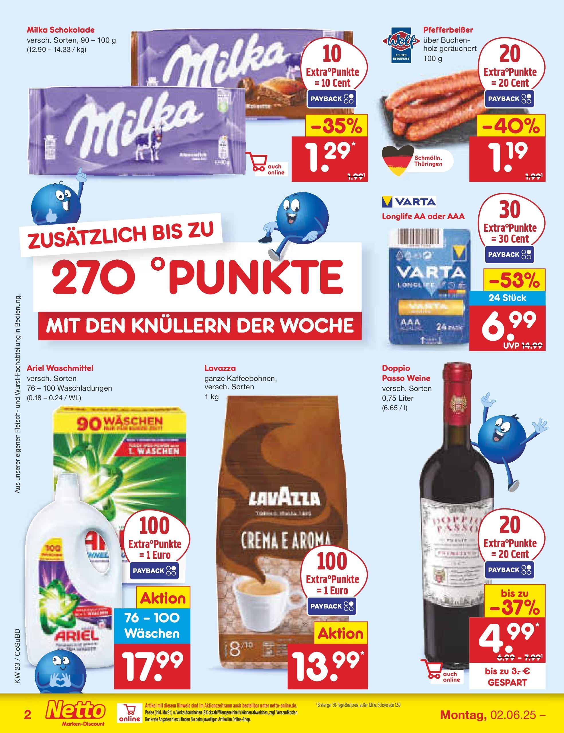 Netto Marken-Discount prospekt Delitzsch (ab 01.06.2025) » Angebote | Seite: 2 | Produkte: Lavazza, Ariel, Milka, Fleisch
