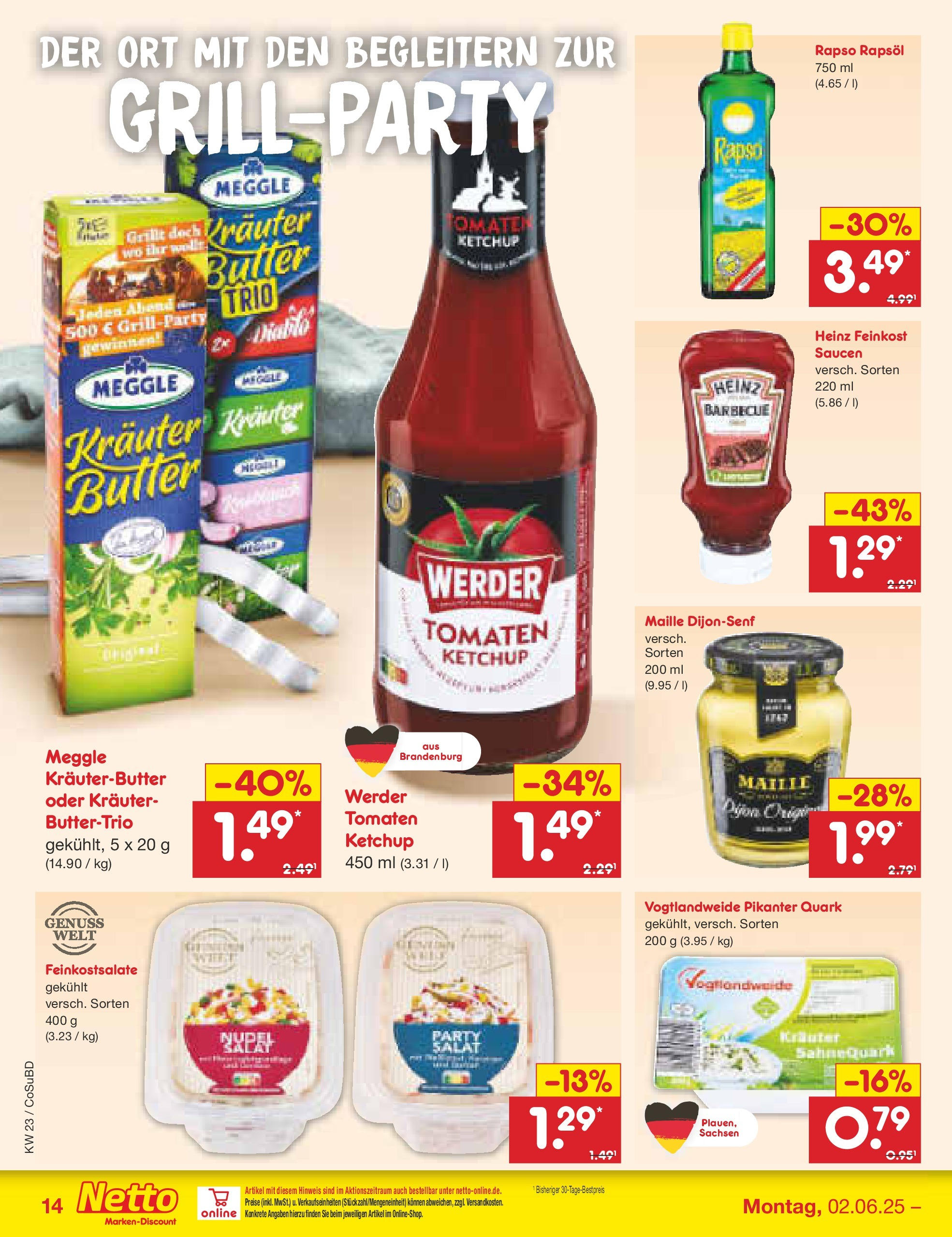 Netto Marken-Discount prospekt Delitzsch (ab 01.06.2025) » Angebote | Seite: 18 | Produkte: Butter, Tomaten, Salat, Rapso rapsol