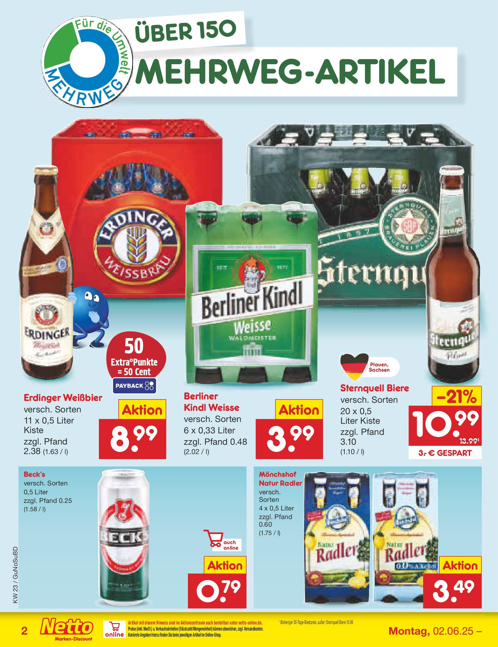 Netto Marken-Discount prospekt Augustusburg	 (ab 01.06.2025) » Angebote | Seite: 38 | Produkte: Berliner, Erdinger, Weißbier, Radler